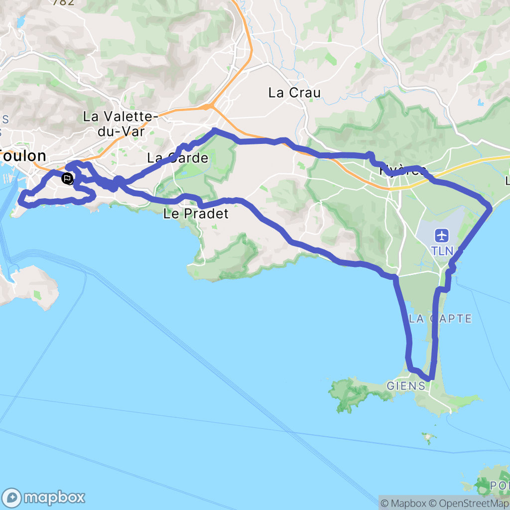 Toulon : carte du parcours de randonnée - France