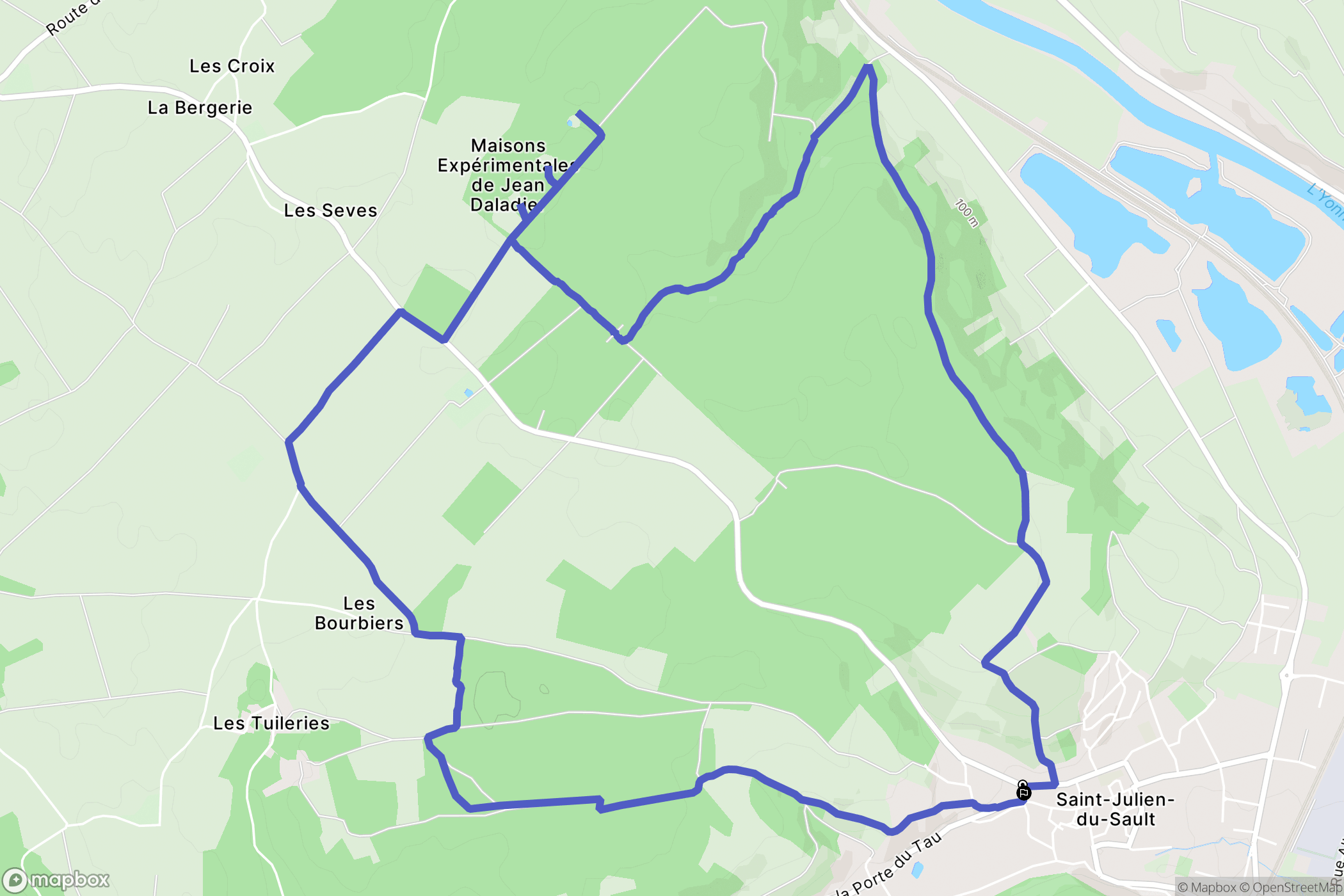 Saint-Julien-du-Sault : carte du parcours de randonnée - France