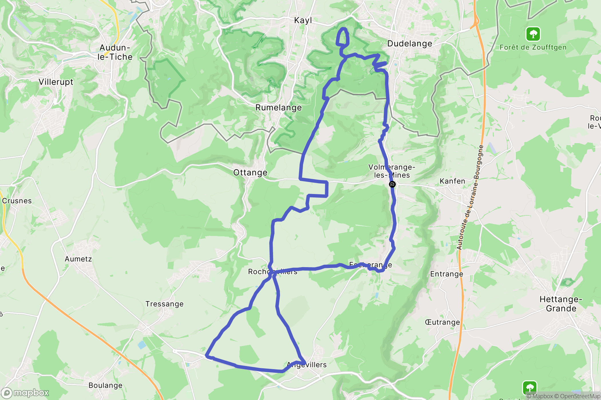 Volmerange-les-Mines : carte du parcours de randonnée - France