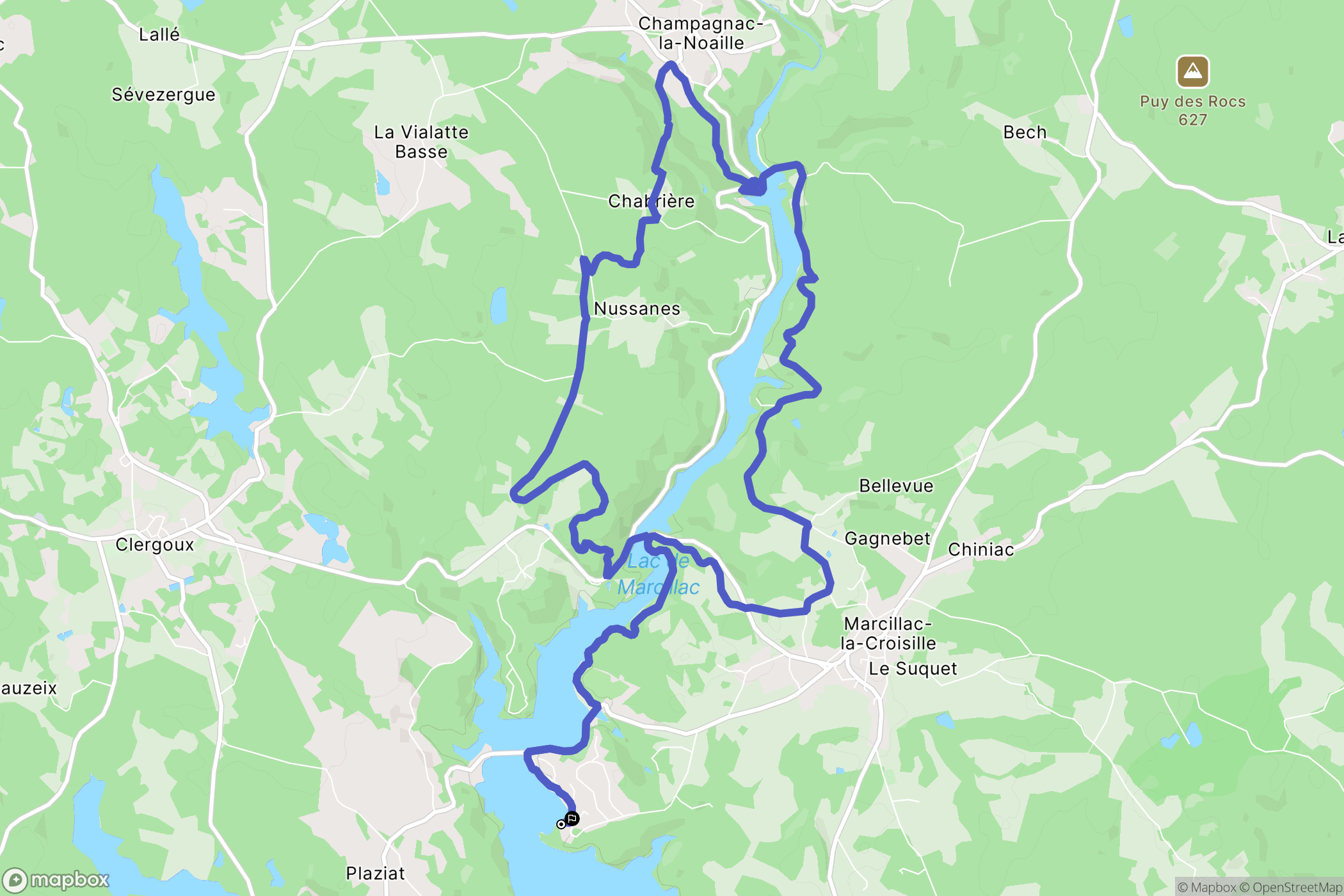Marcillac-la-Croisille : carte du parcours de randonnée - France