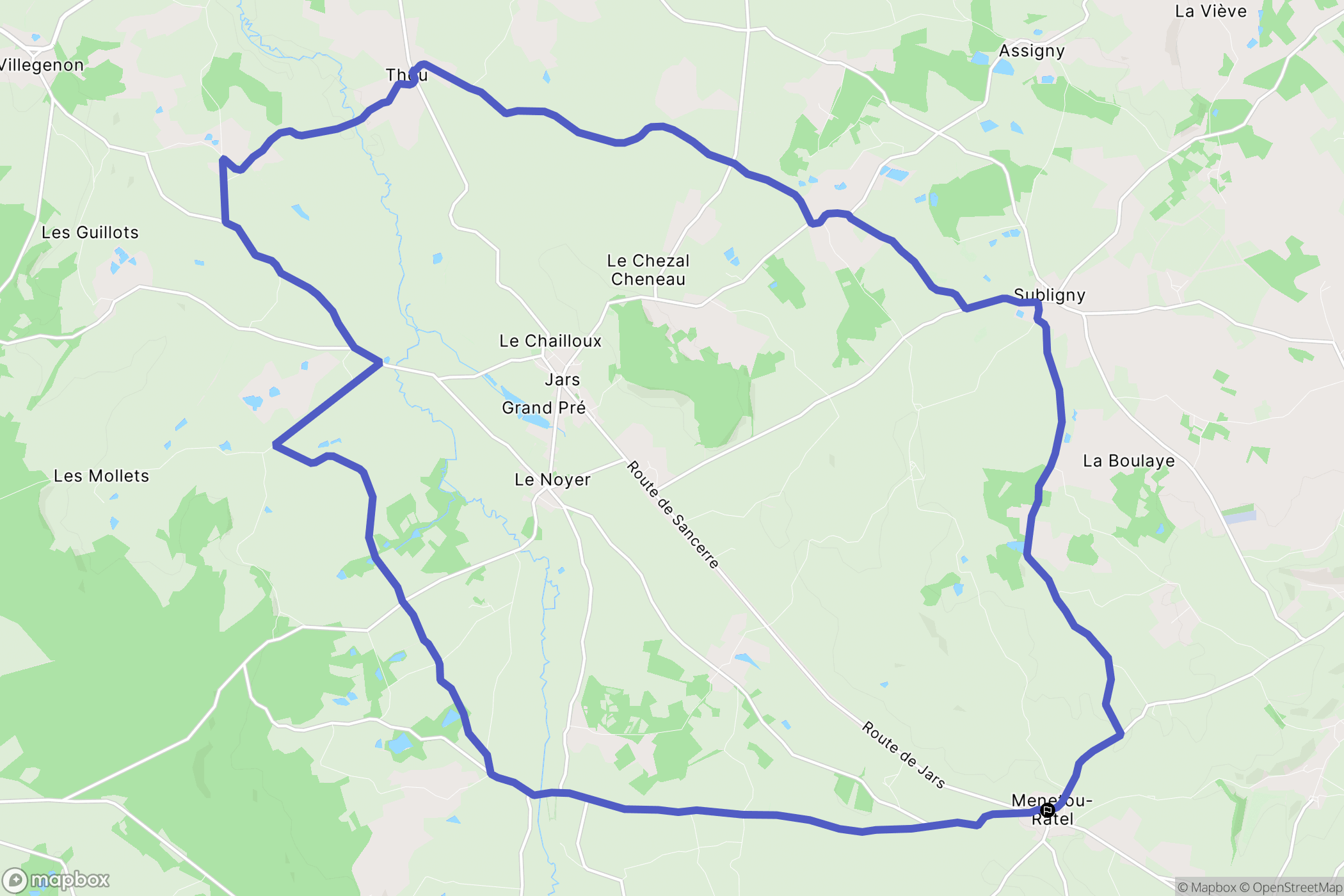 Menetou-Râtel : carte du parcours de randonnée - France
