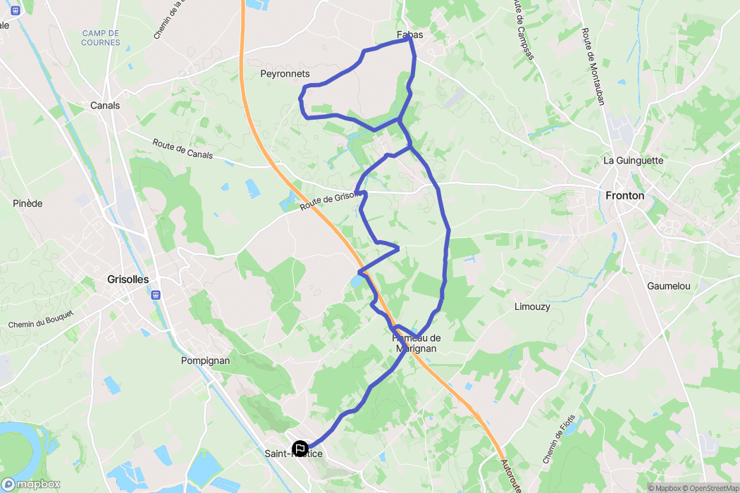 Saint-Rustice : carte du parcours de randonnée - France