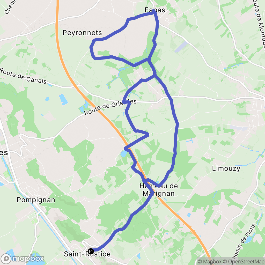Saint-Rustice : carte du parcours de randonnée - France