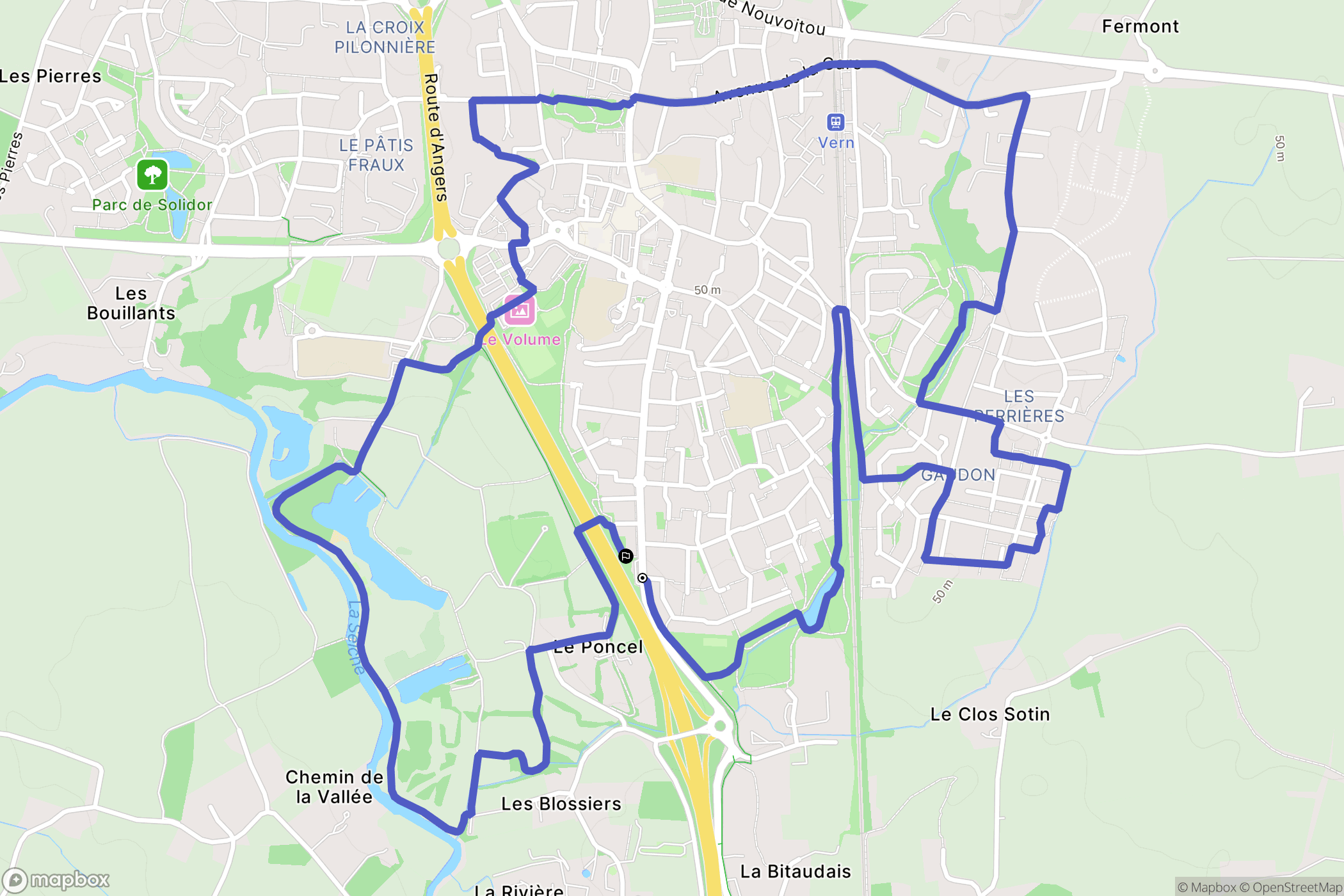 Vern-sur-Seiche : carte du parcours de randonnée - France