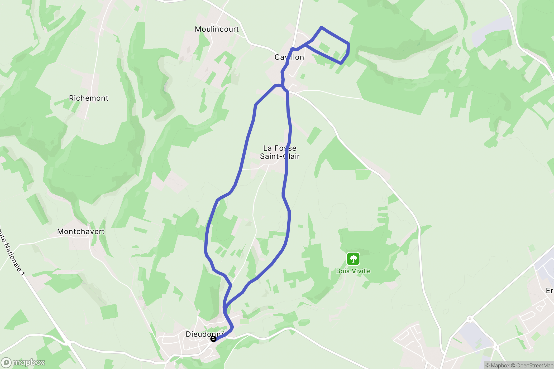 Dieudonné : carte du parcours de randonnée - France