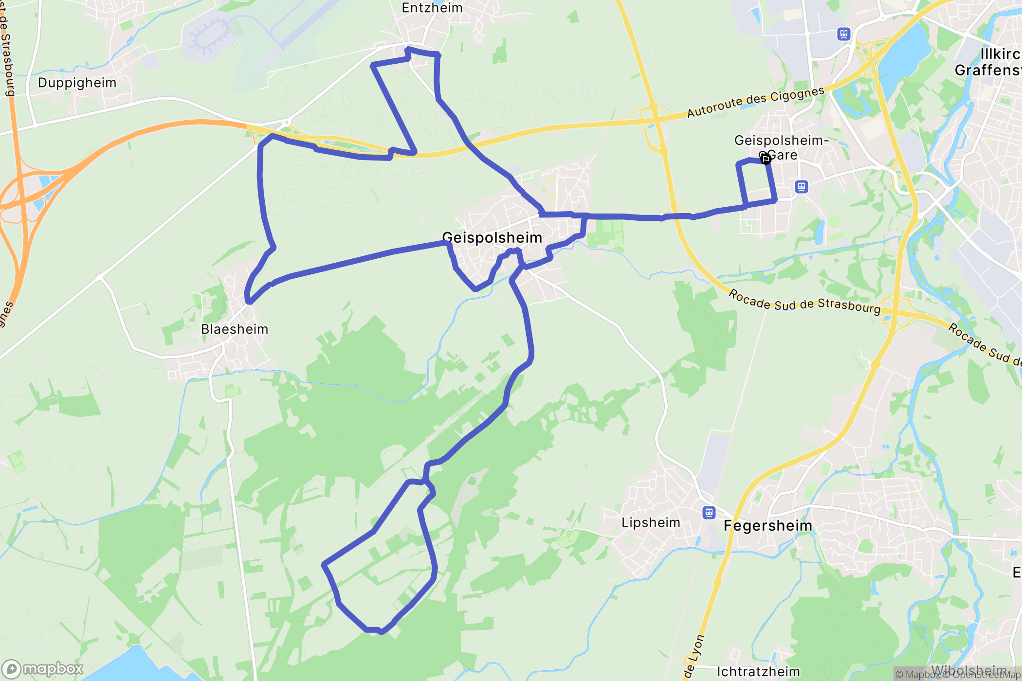 Geispolsheim : carte du parcours de randonnée - France