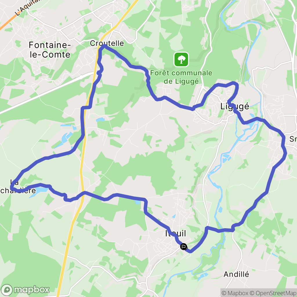 Iteuil : carte du parcours de randonnée - France