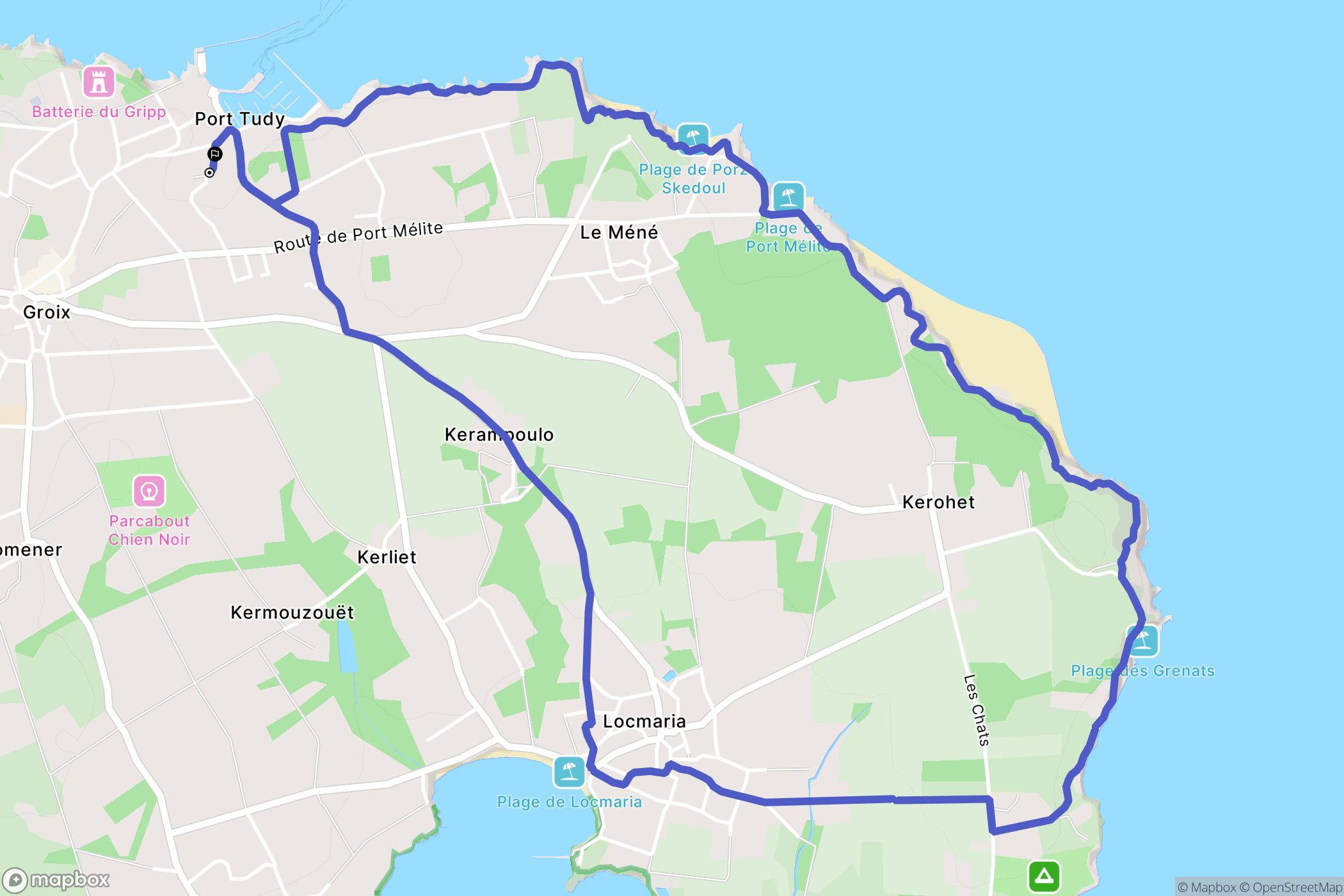 Groix : carte du parcours de randonnée - France