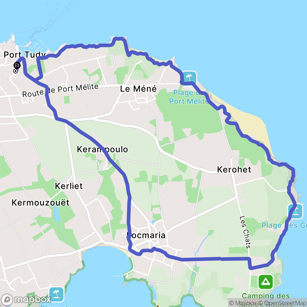 Groix : carte du parcours de randonnée - France
