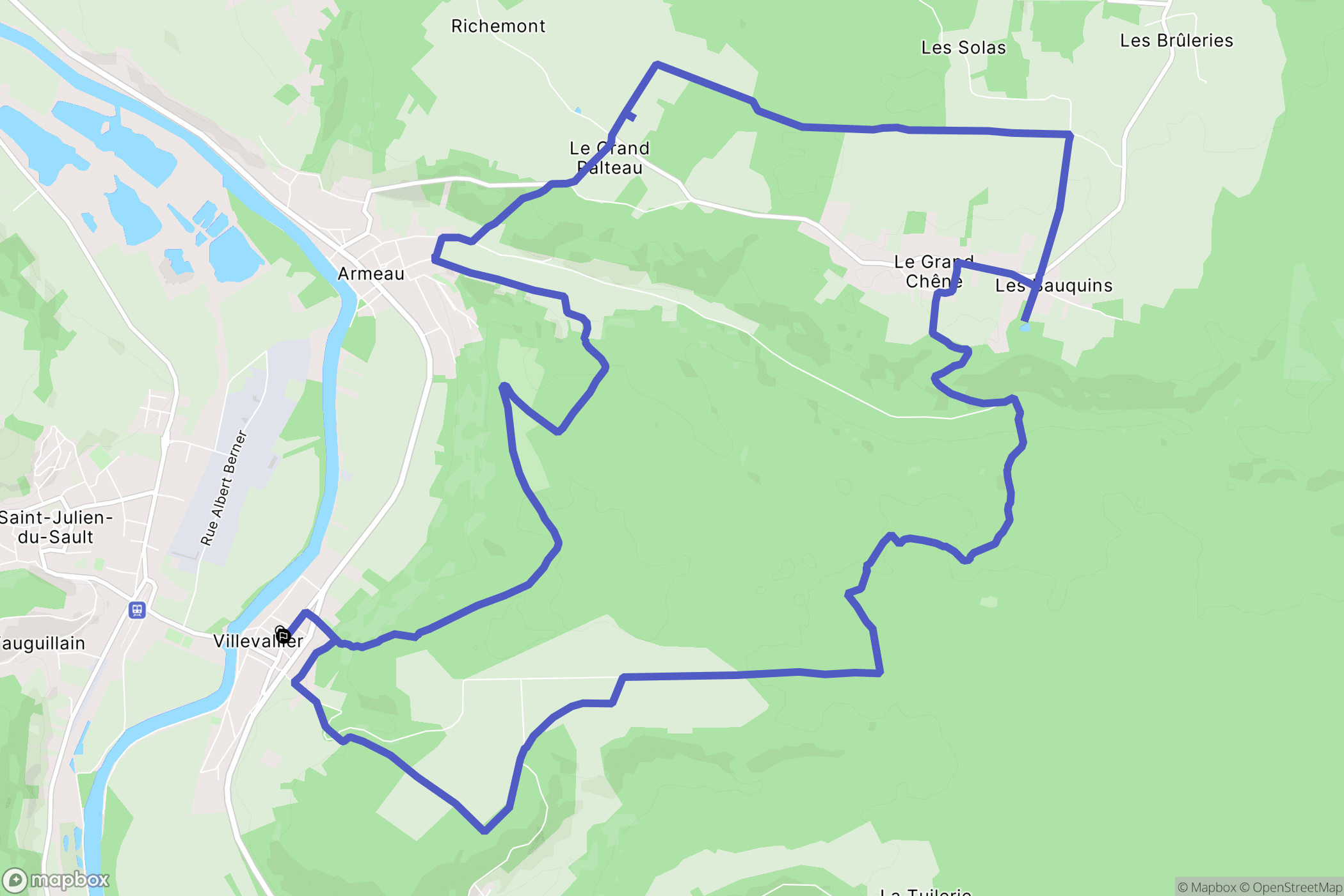 Villevallier : carte du parcours de randonnée - France