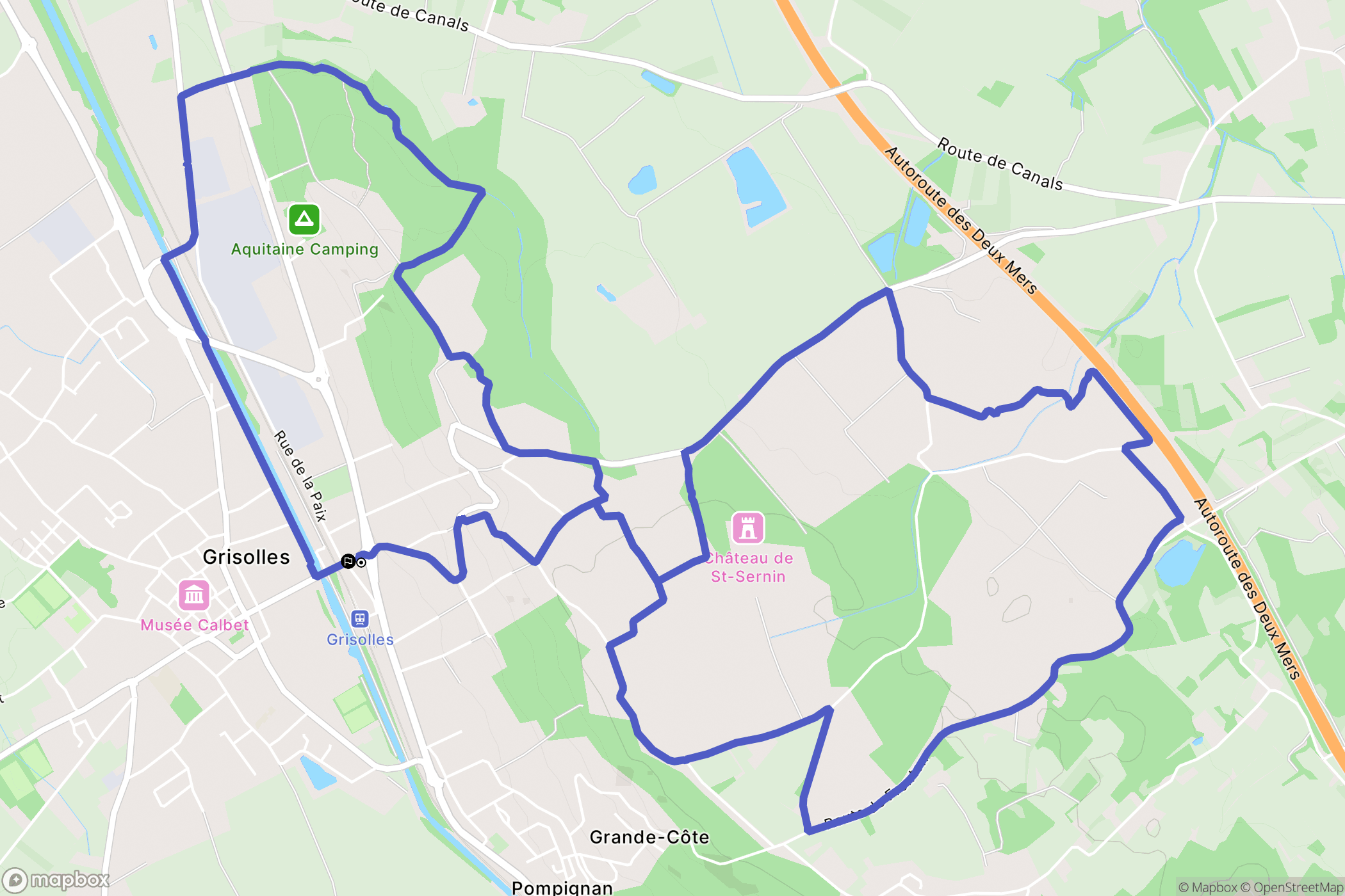 Grisolles : carte du parcours de randonnée - France