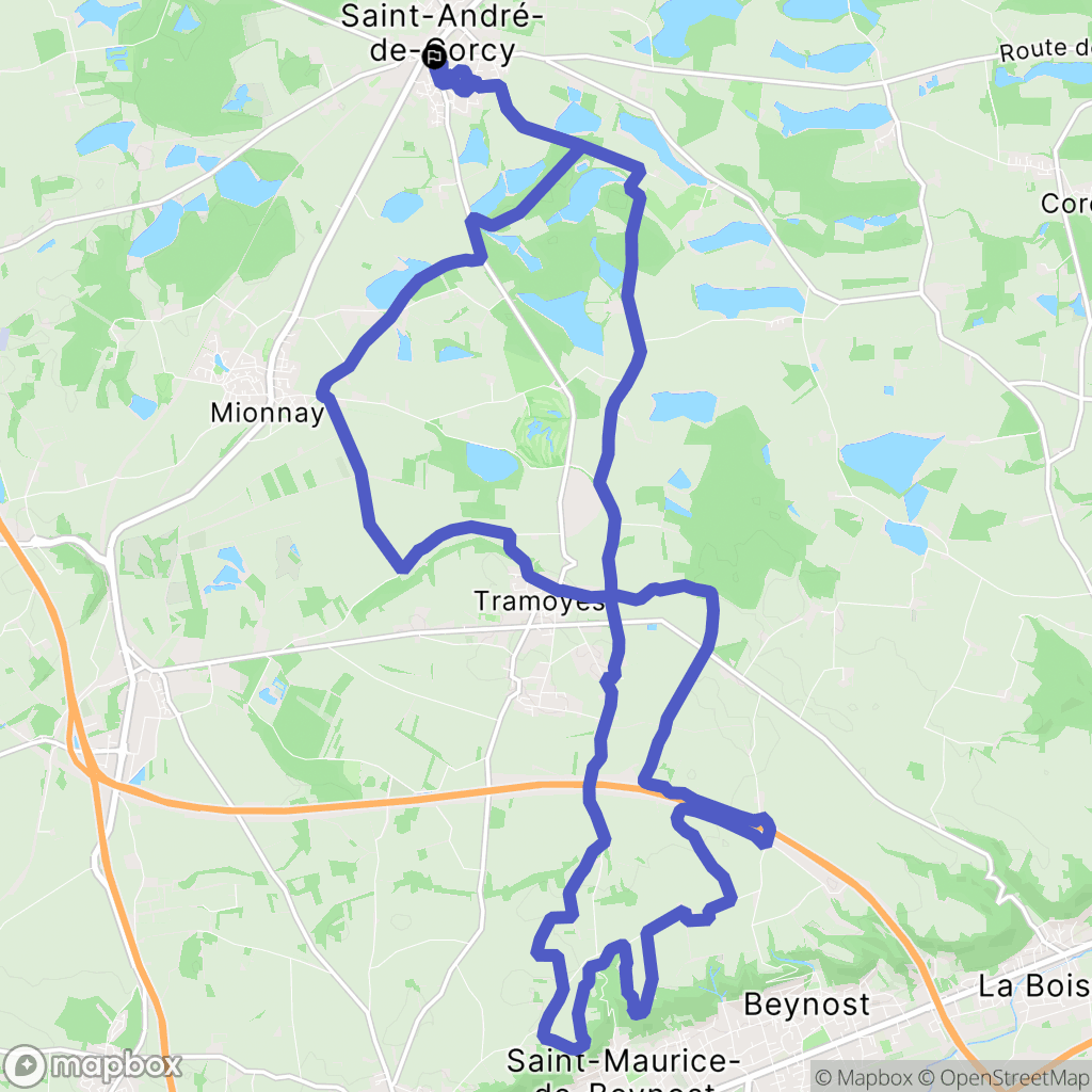 Saint-André-de-Corcy : carte du parcours de randonnée - France