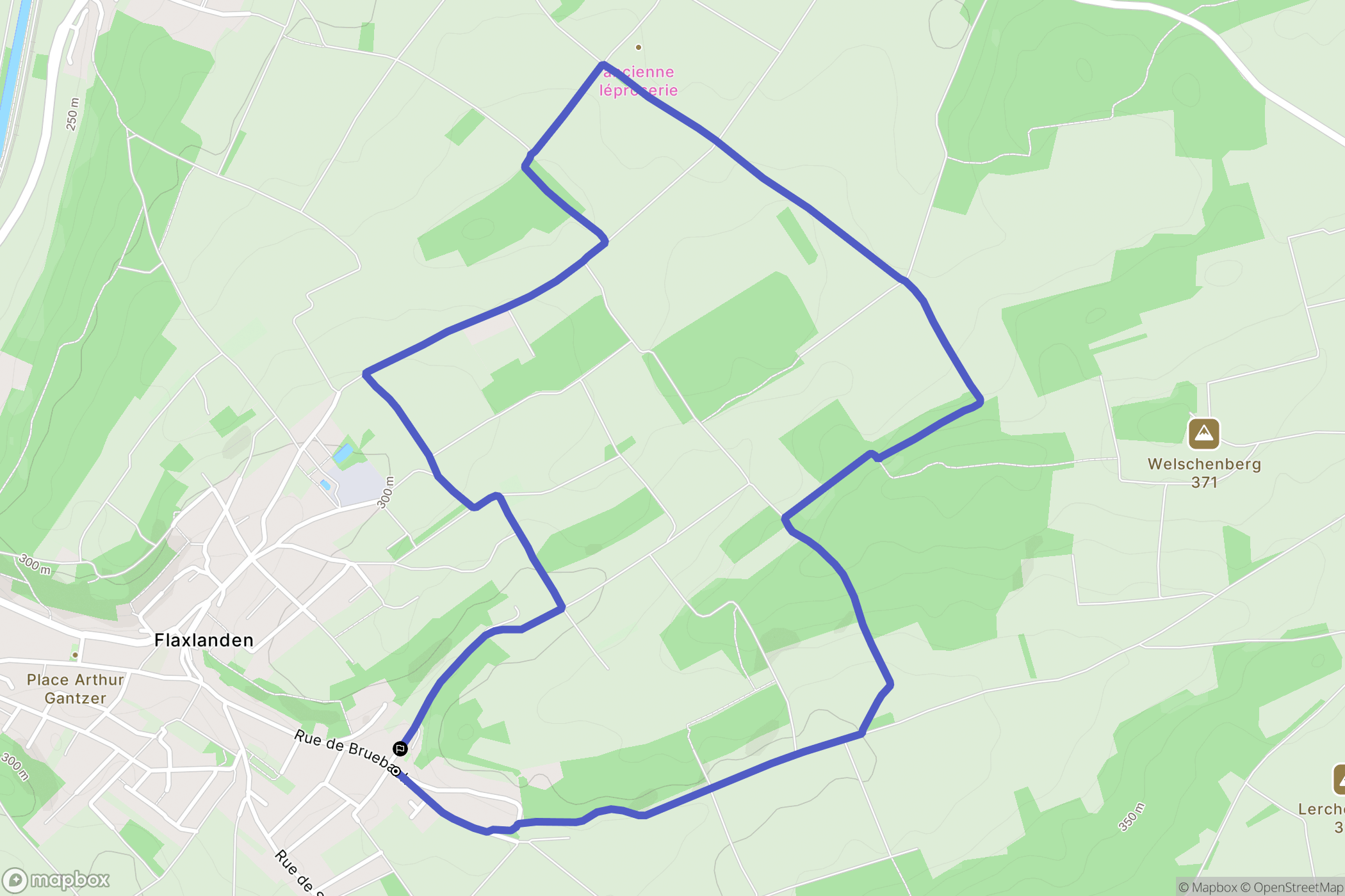 Flaxlanden : carte du parcours de randonnée - France