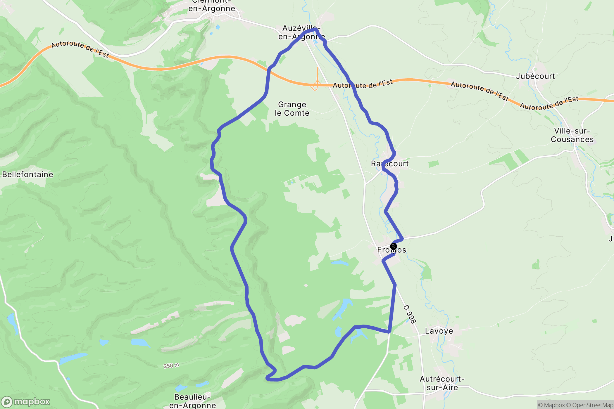 Froidos : carte du parcours de randonnée - France