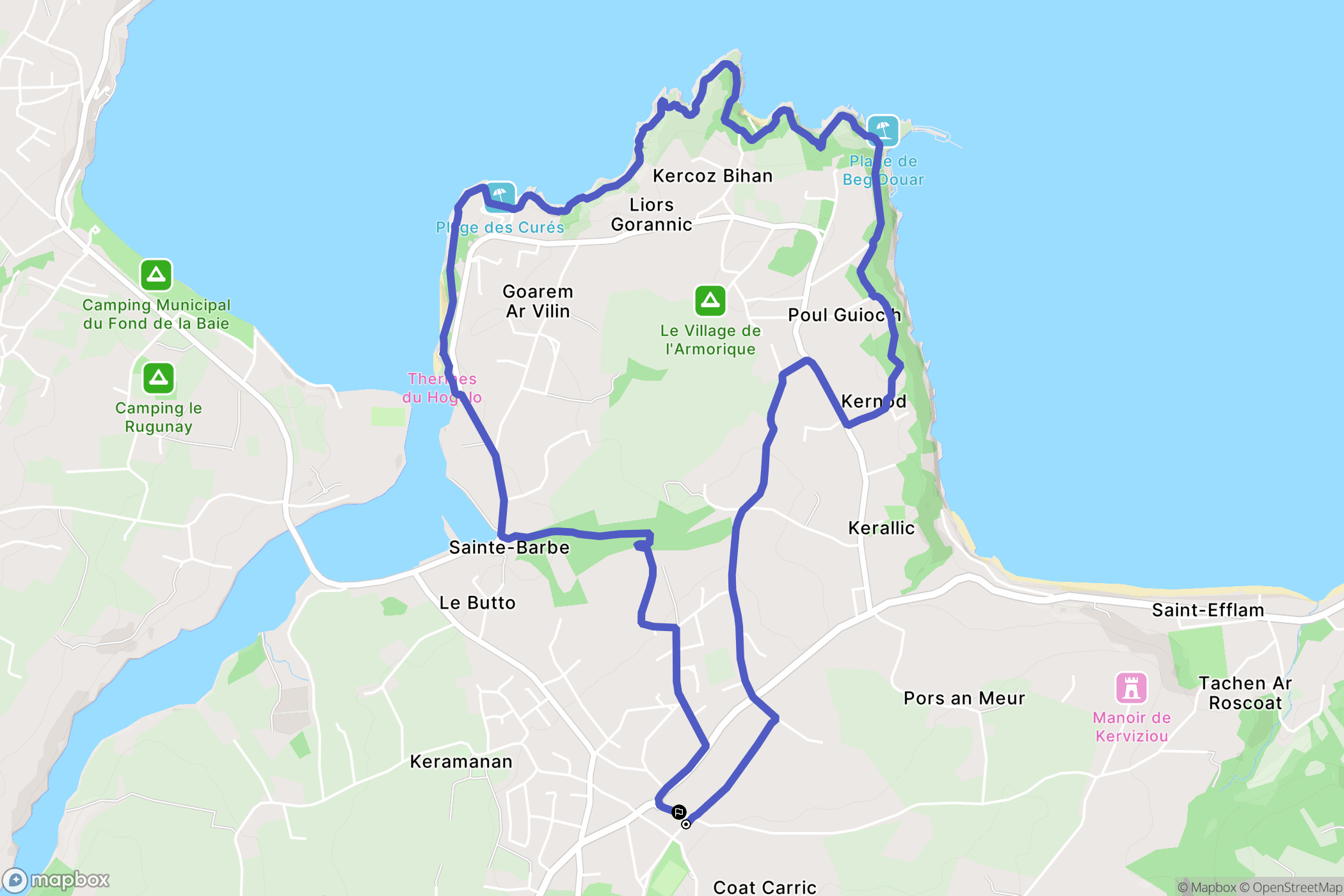 Plestin-les-Grèves : carte du parcours de randonnée - France