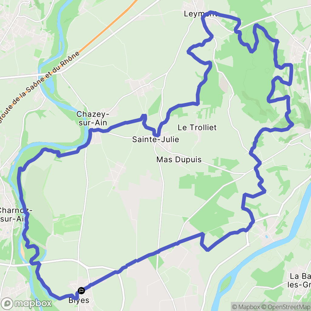 Blyes : carte du parcours de randonnée - France