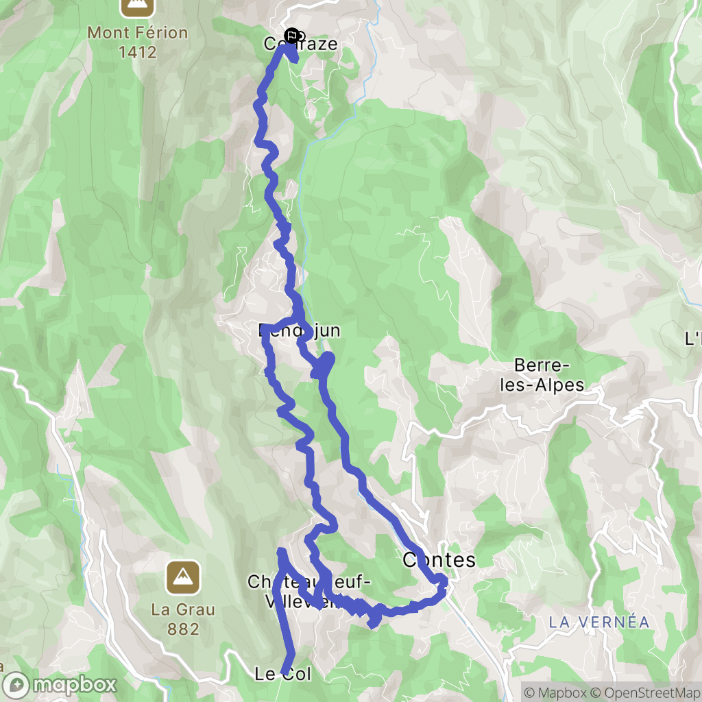 Coaraze : carte du parcours de randonnée - France