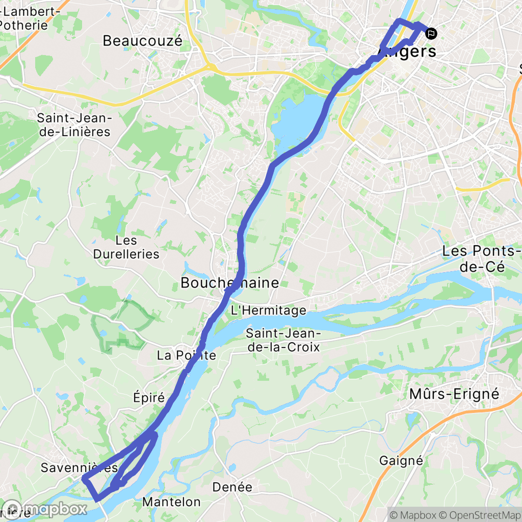 Angers : carte du parcours de randonnée - France