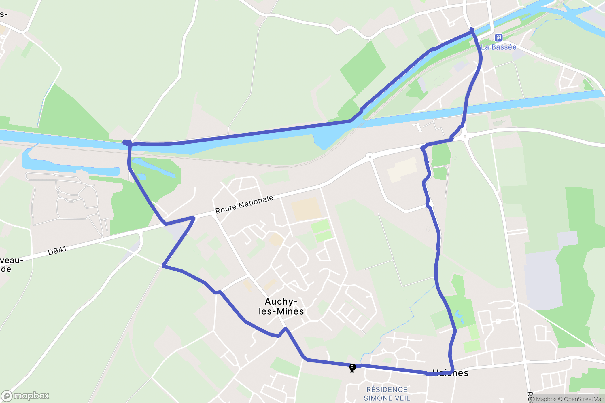 Haisnes : carte du parcours de randonnée - France