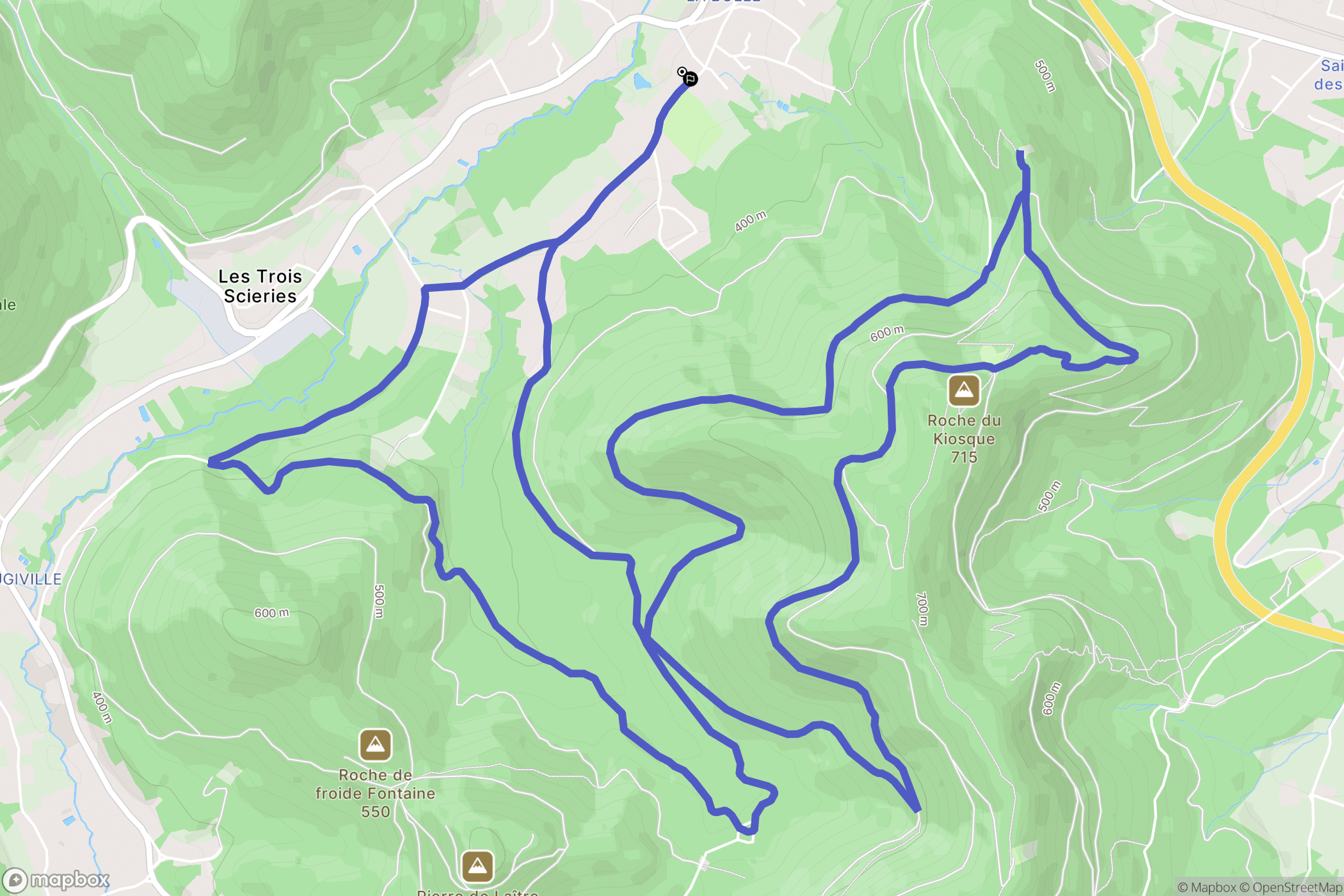 Saint-Dié-des-Vosges : carte du parcours de randonnée - France