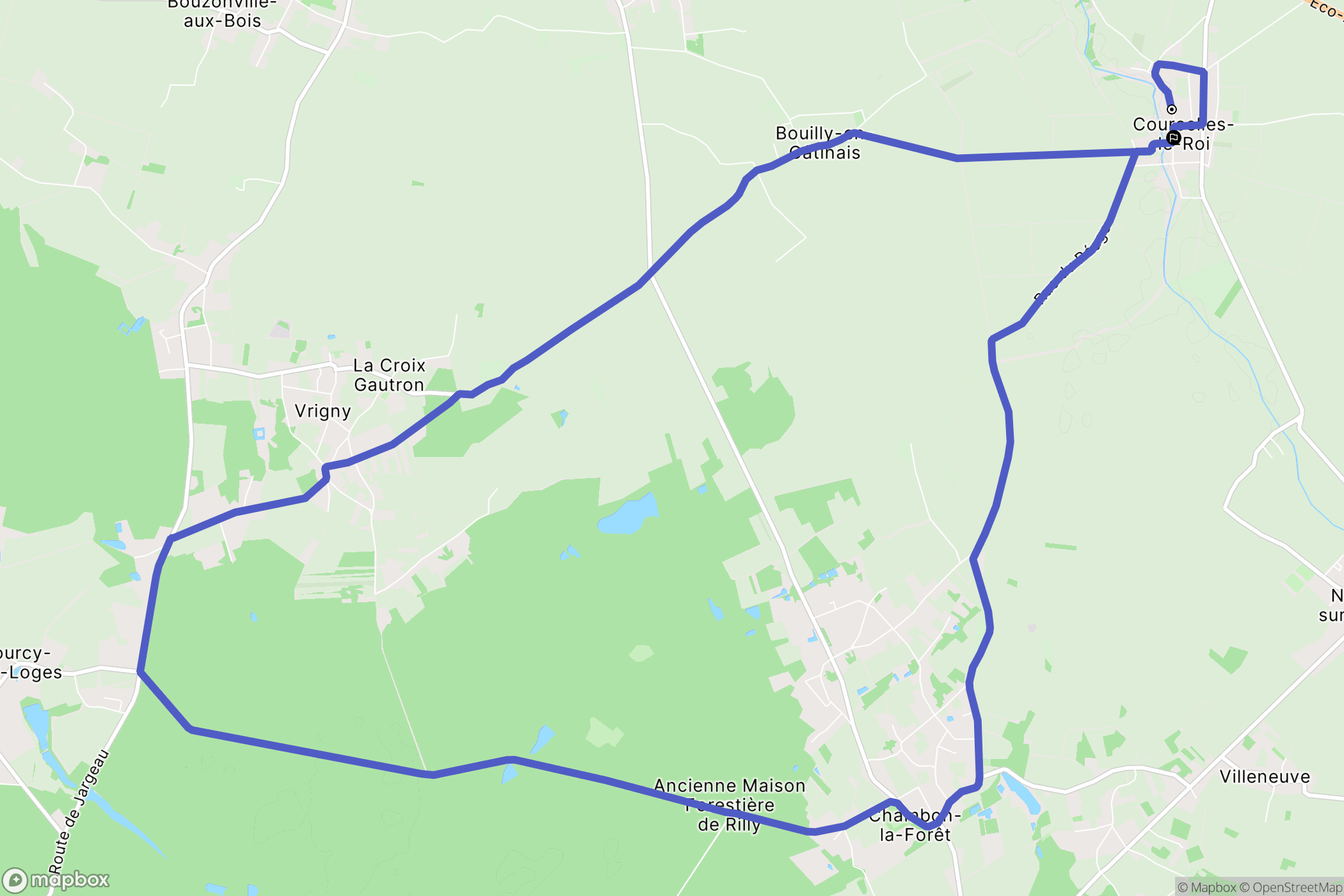 Courcelles-le-Roi : carte du parcours de randonnée - France