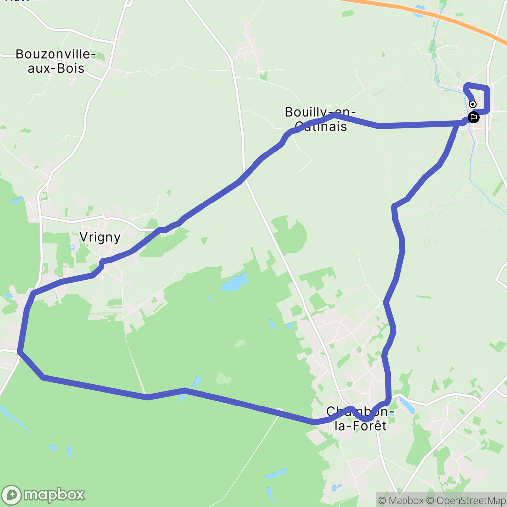 Courcelles-le-Roi : carte du parcours de randonnée - France