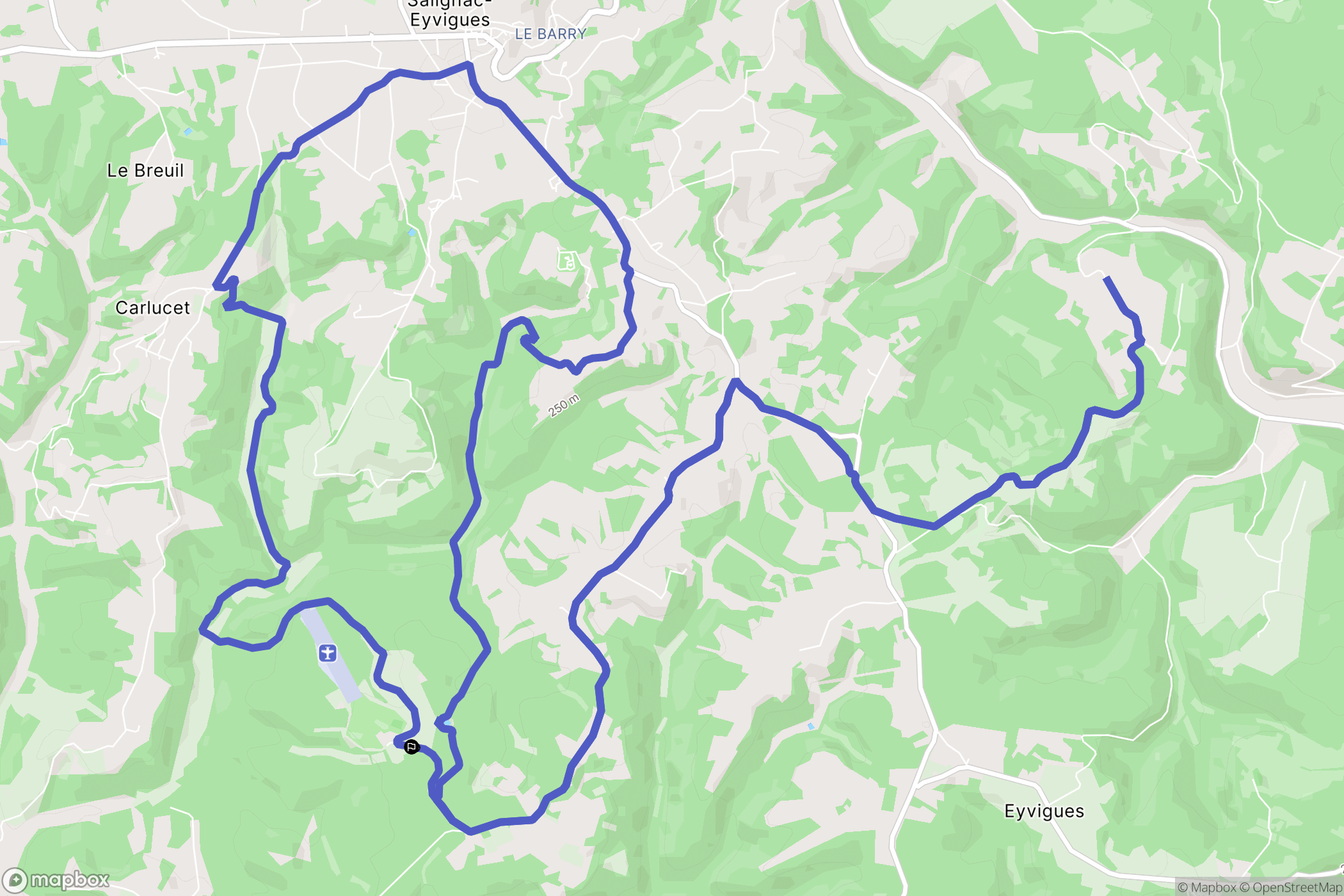 Salignac-Eyvigues : carte du parcours de randonnée - France