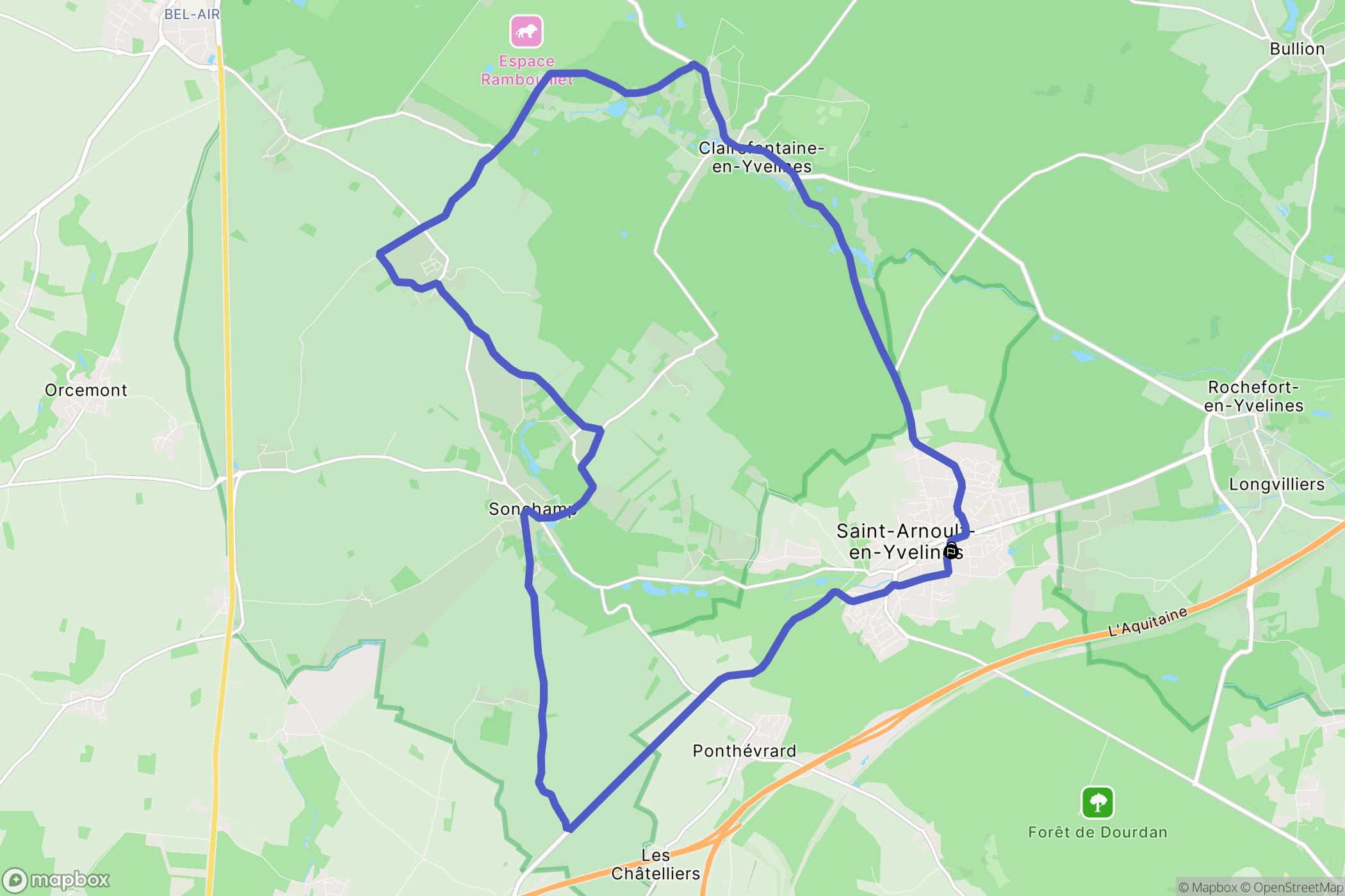 Saint-Arnoult-en-Yvelines : carte du parcours de randonnée - France
