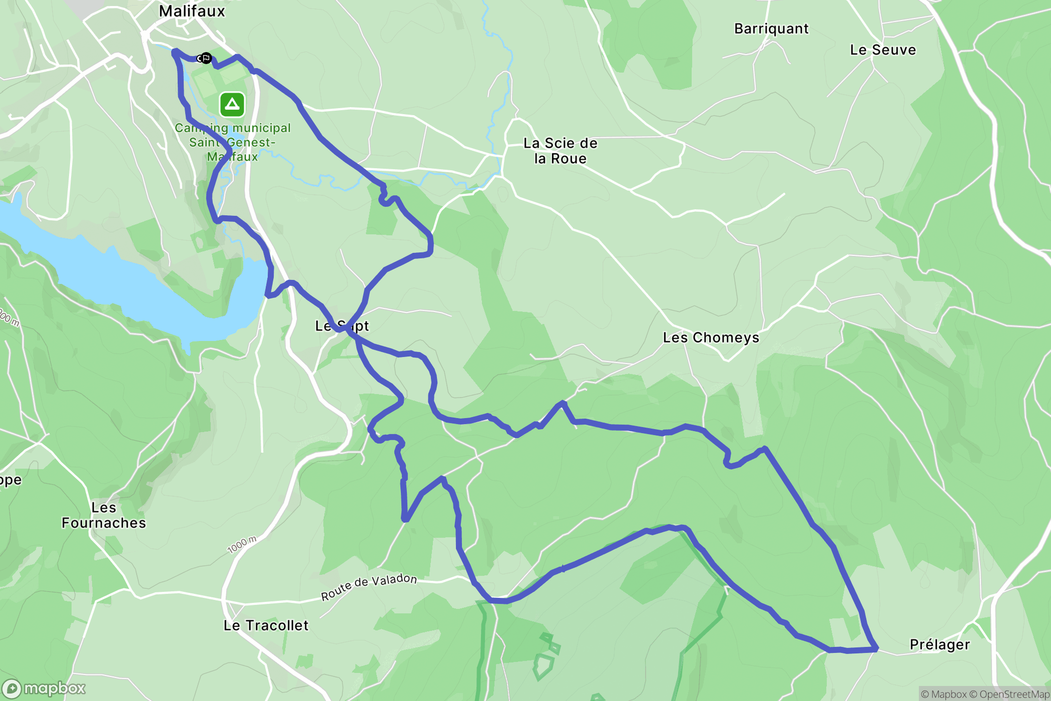 Saint-Genest-Malifaux : carte du parcours de randonnée - France