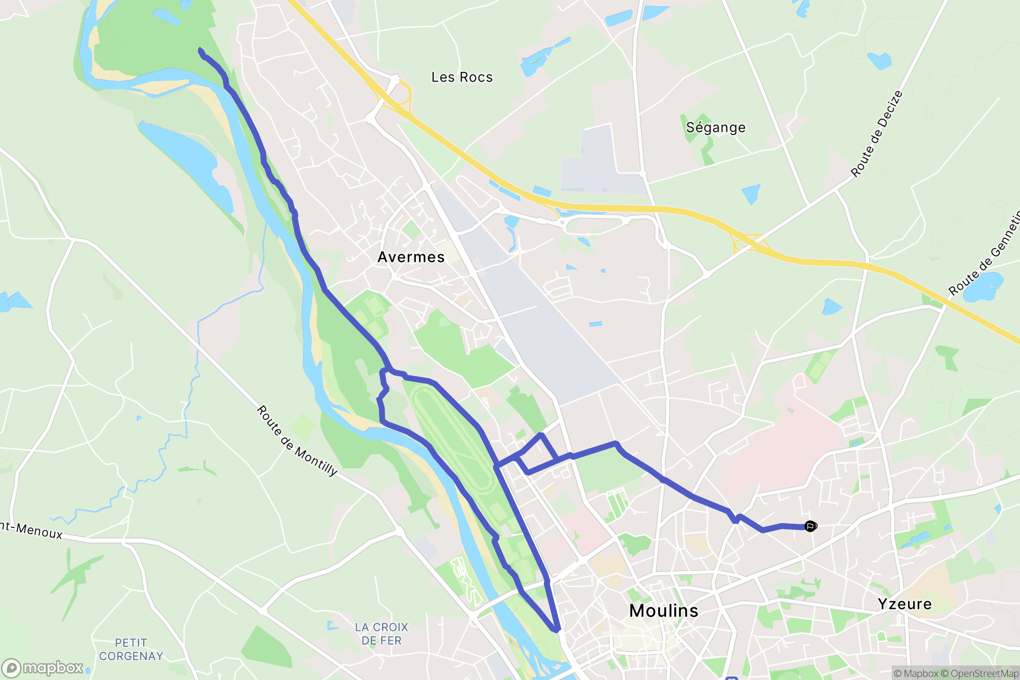 Yzeure : carte du parcours de randonnée - France