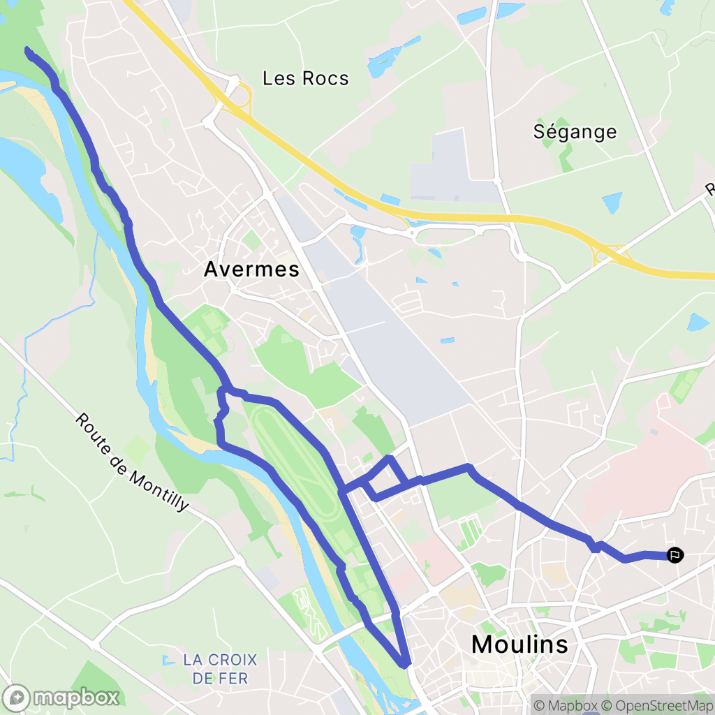 Yzeure : carte du parcours de randonnée - France