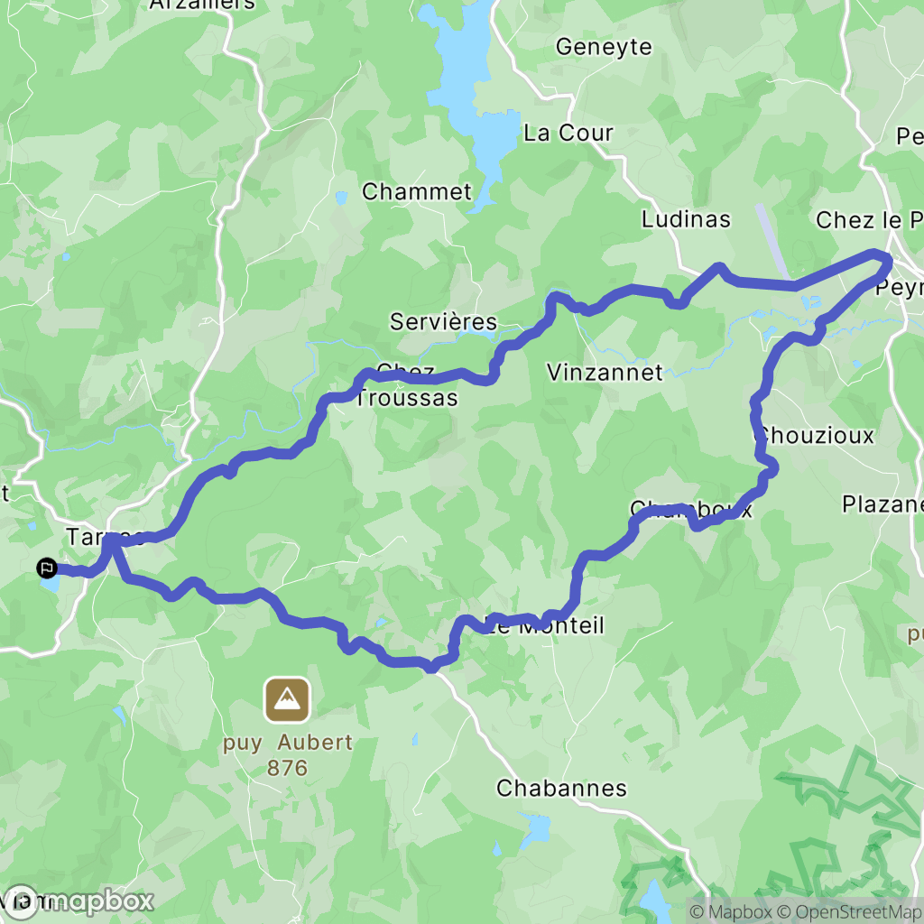 Tarnac : carte du parcours de randonnée - France