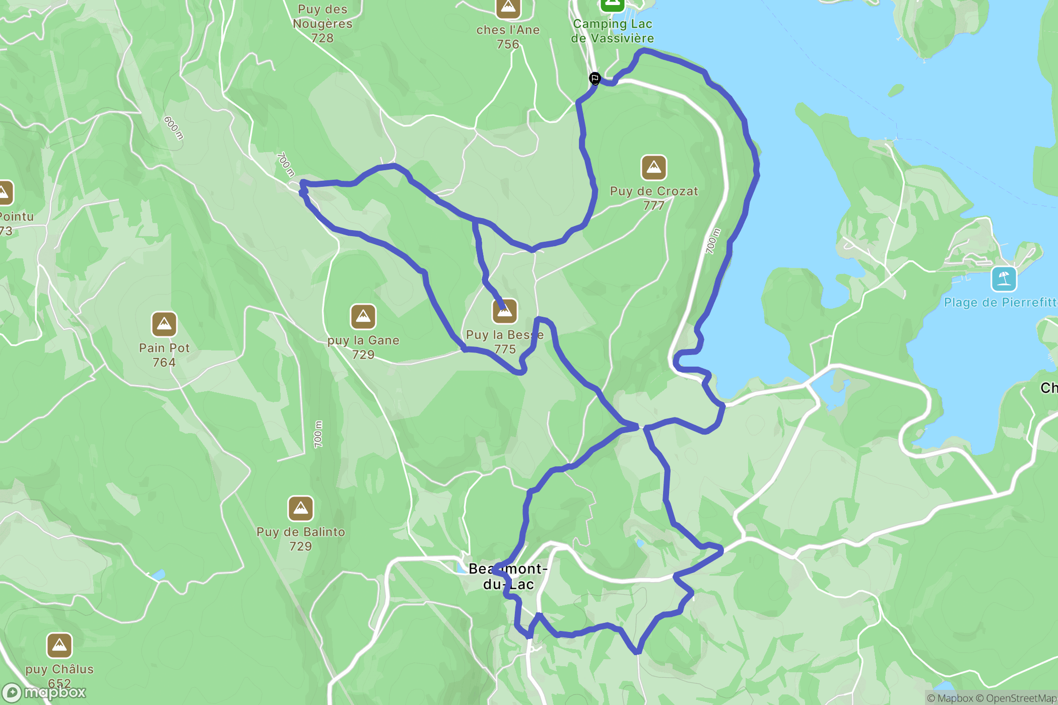 Peyrat-le-Château : carte du parcours de randonnée - France