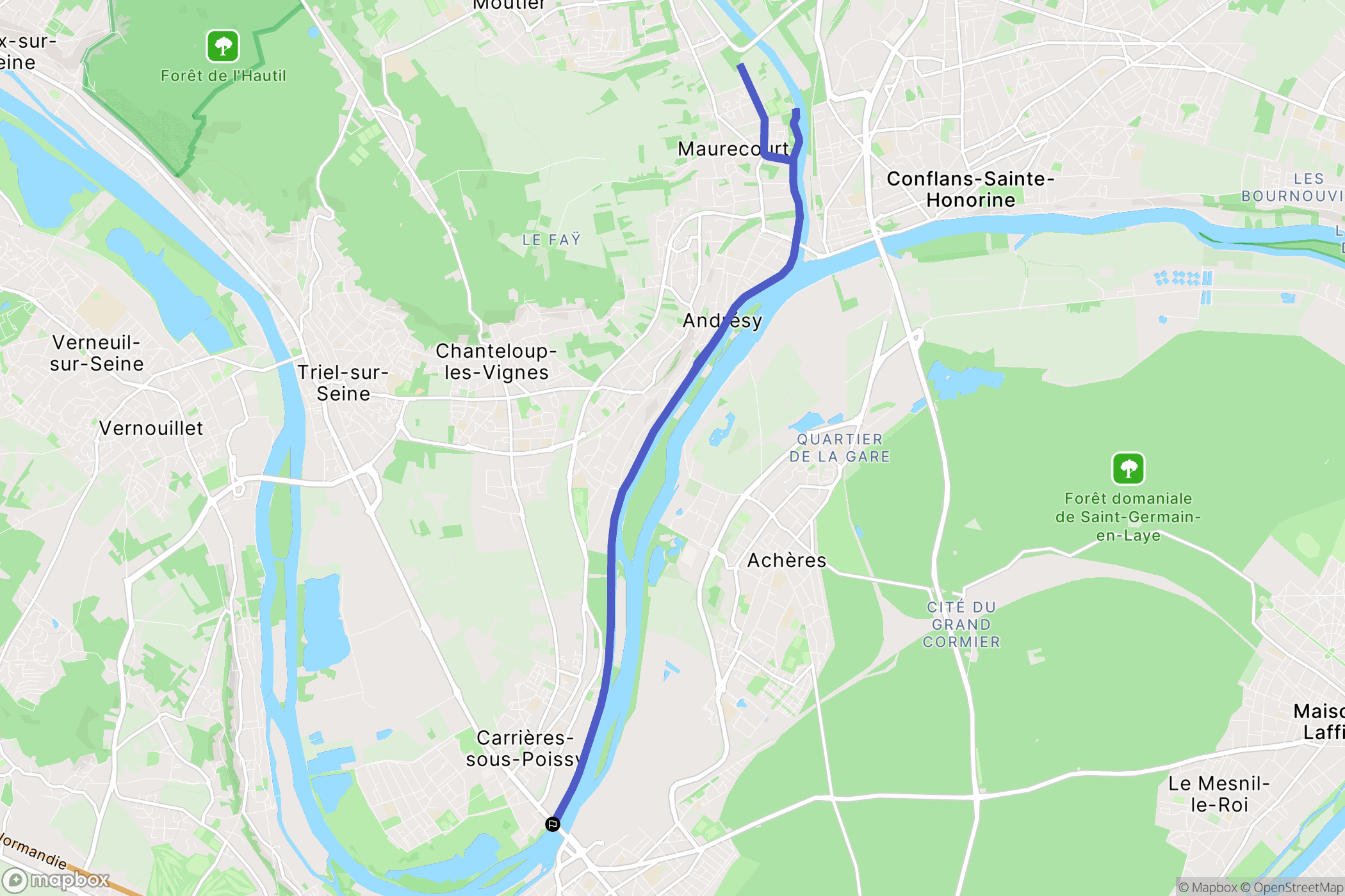 Carrières-sous-Poissy : carte du parcours de randonnée - France