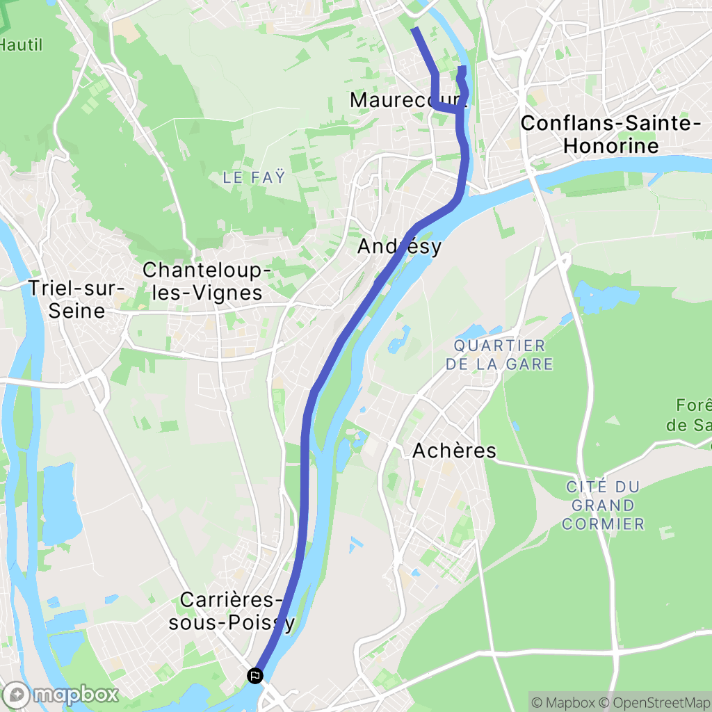 Carrières-sous-Poissy : carte du parcours de randonnée - France