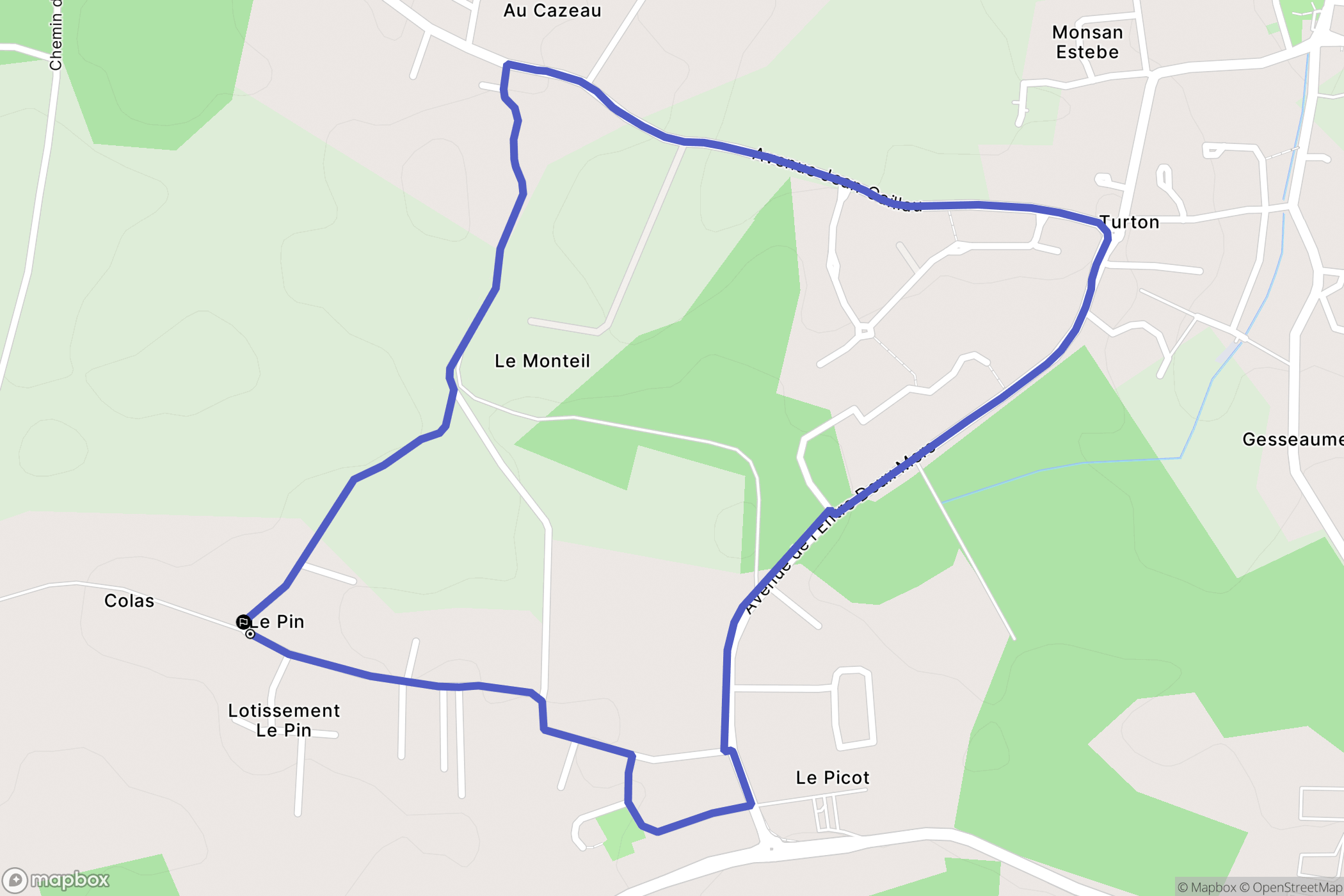 Sallebœuf : carte du parcours de randonnée - France