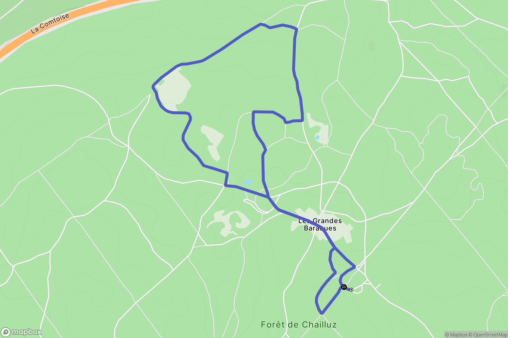 Besançon : carte du parcours de randonnée - France