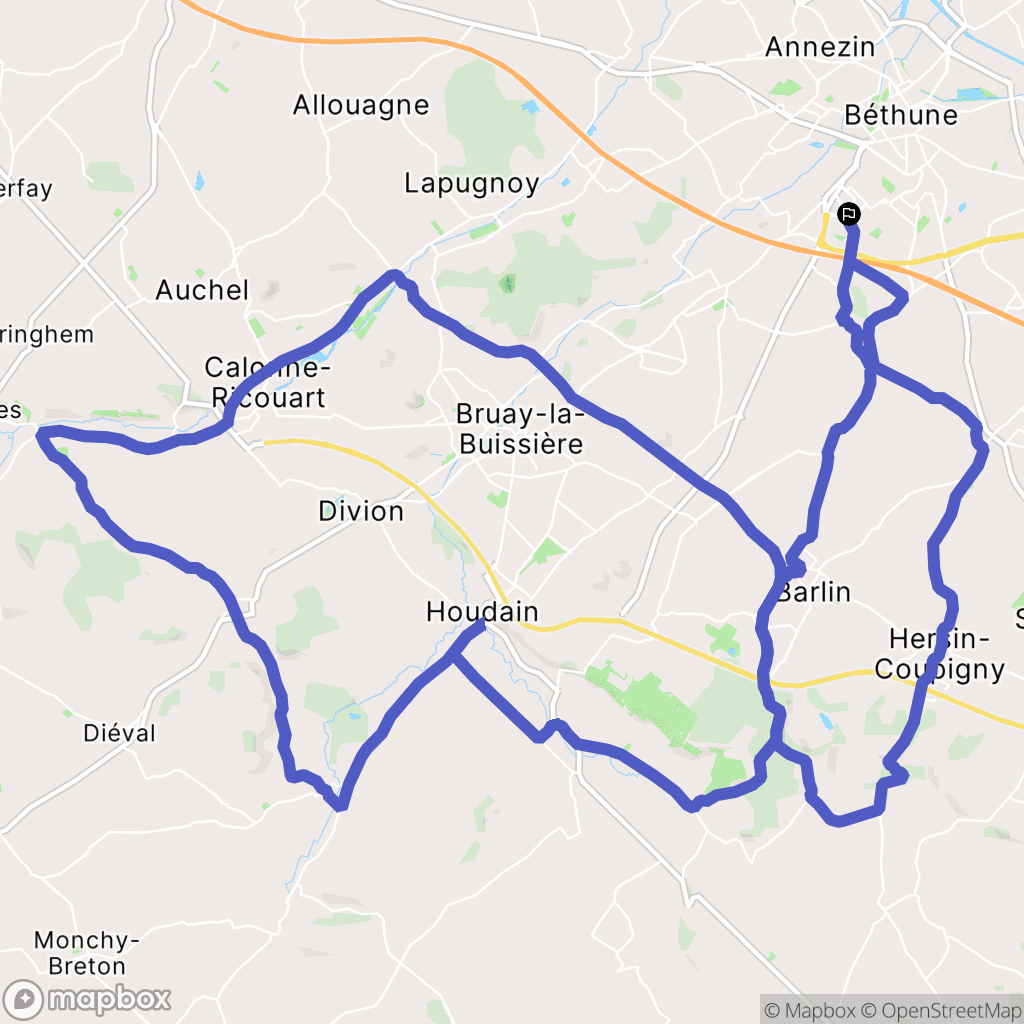 Béthune : carte du parcours de randonnée - France