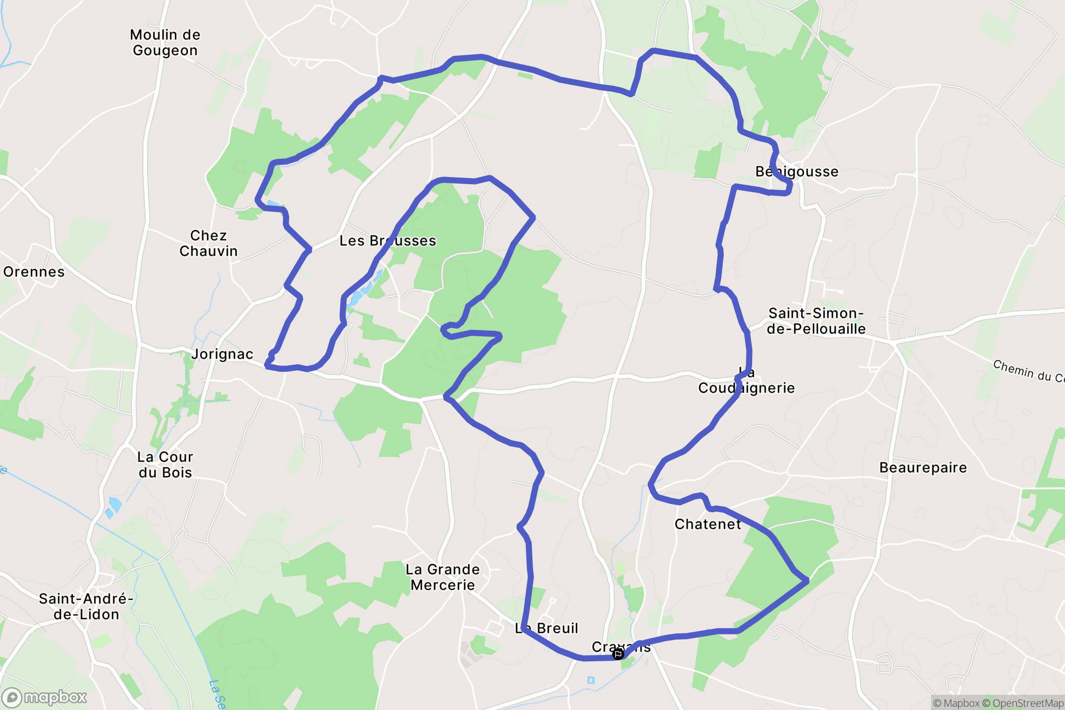 Cravans : carte du parcours de randonnée - France