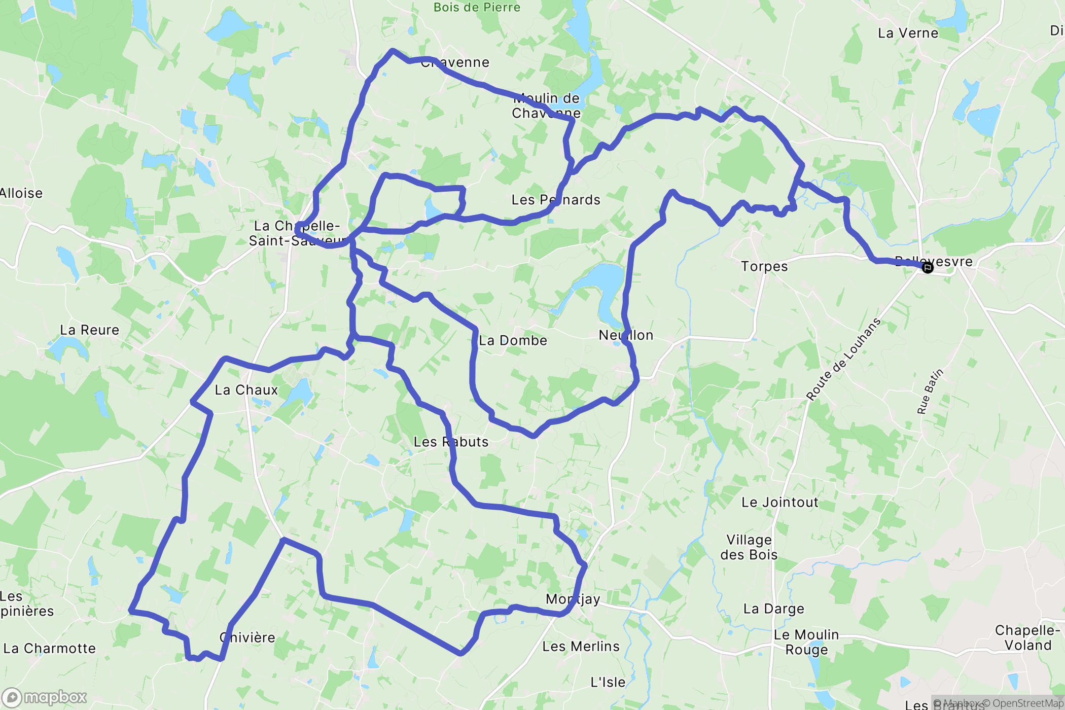 Bellevesvre : carte du parcours de randonnée - France