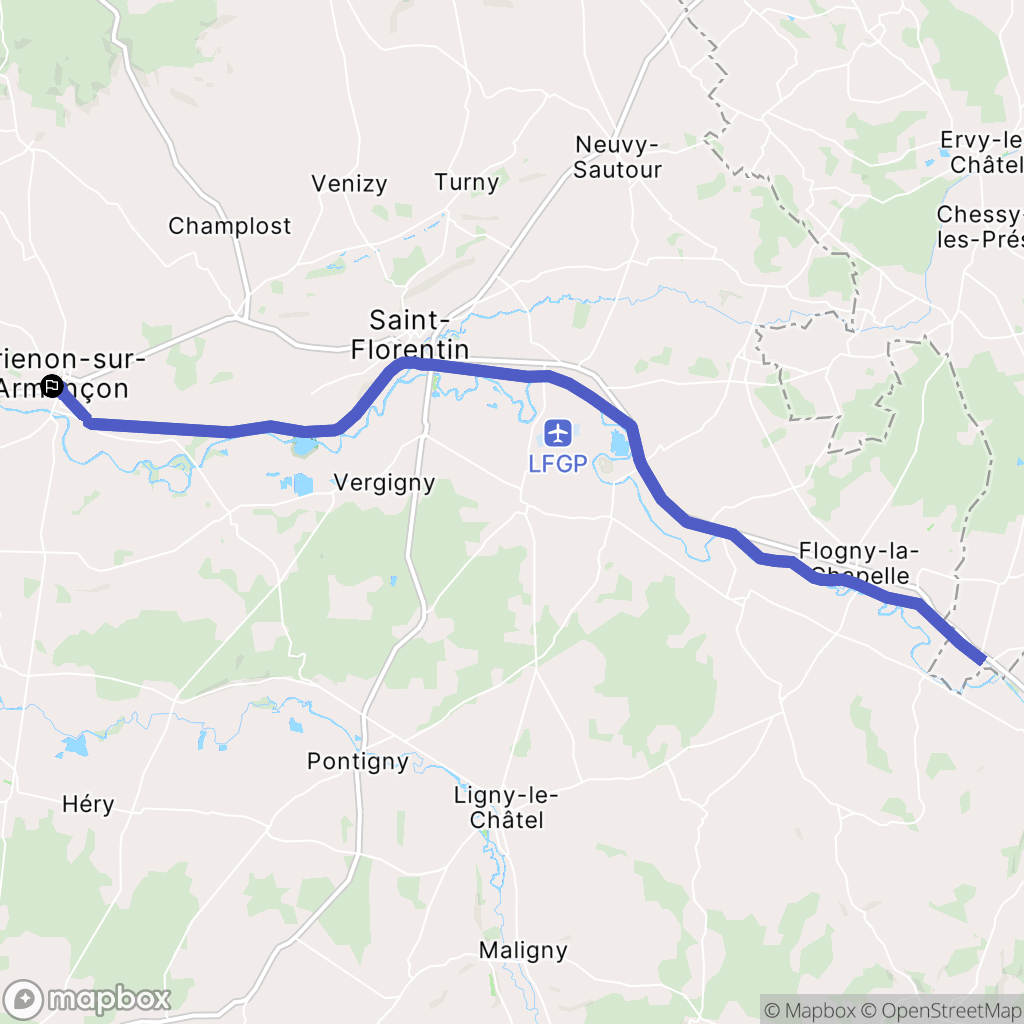 Brienon-sur-Armançon : carte du parcours de randonnée - France