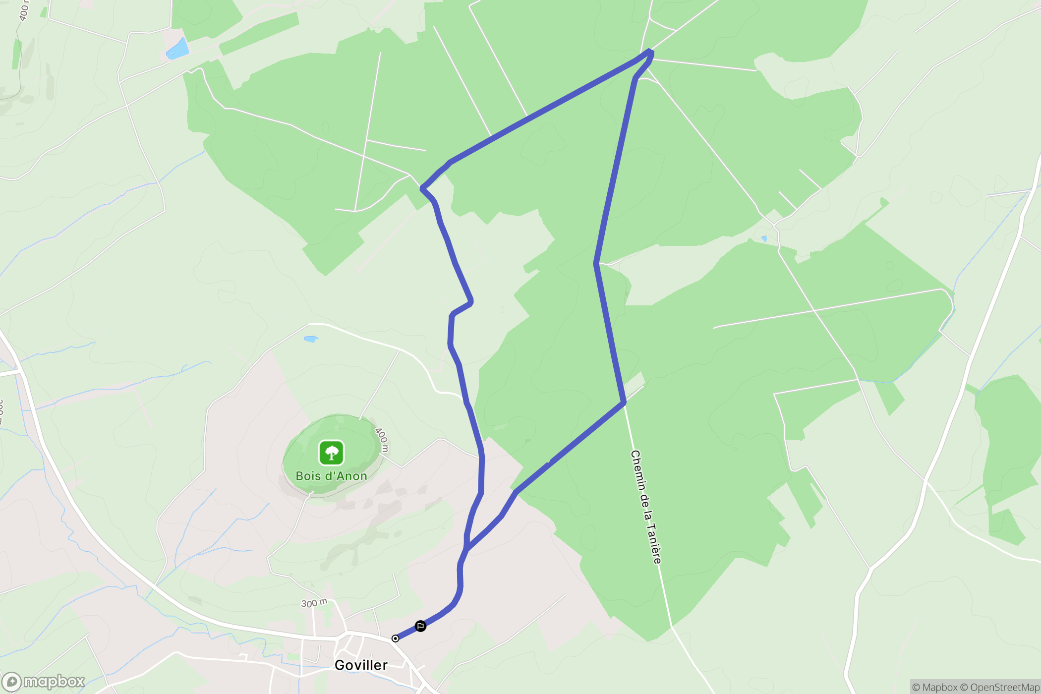 Goviller : carte du parcours de randonnée - France
