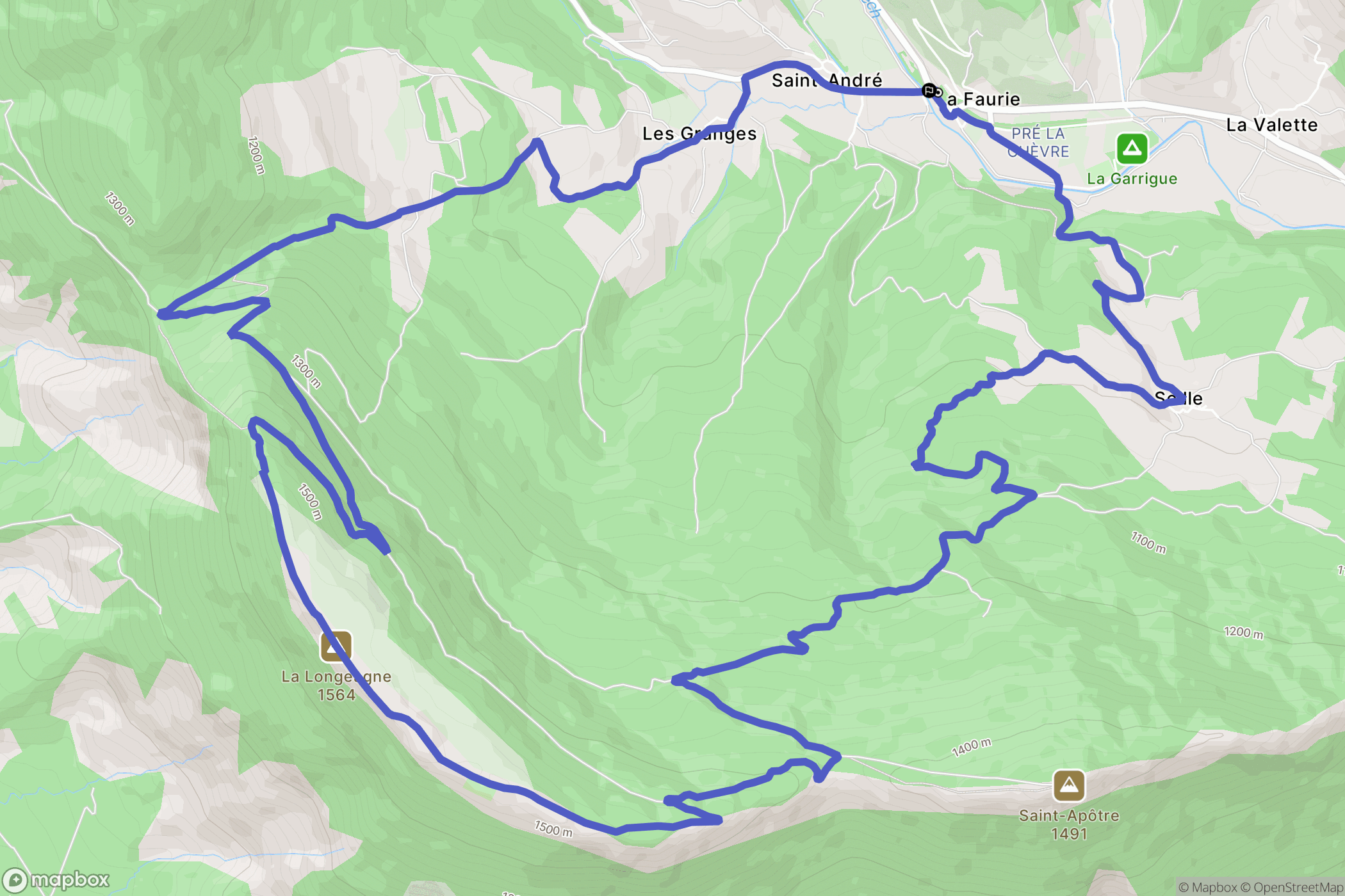 La Faurie : carte du parcours de randonnée - France