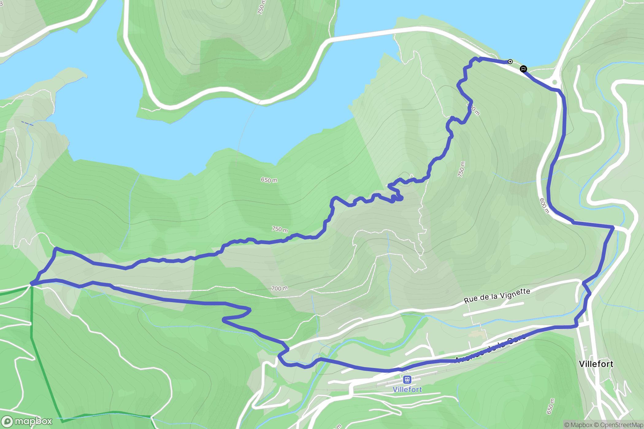Villefort : carte du parcours de randonnée - France