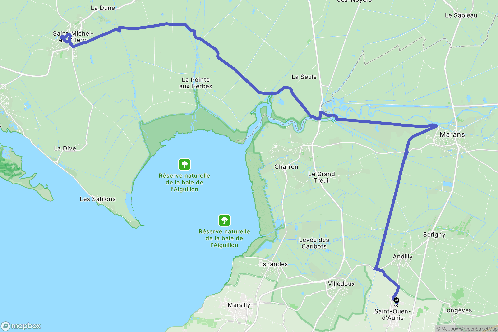 Saint-Ouen-d'Aunis : carte du parcours de randonnée - France