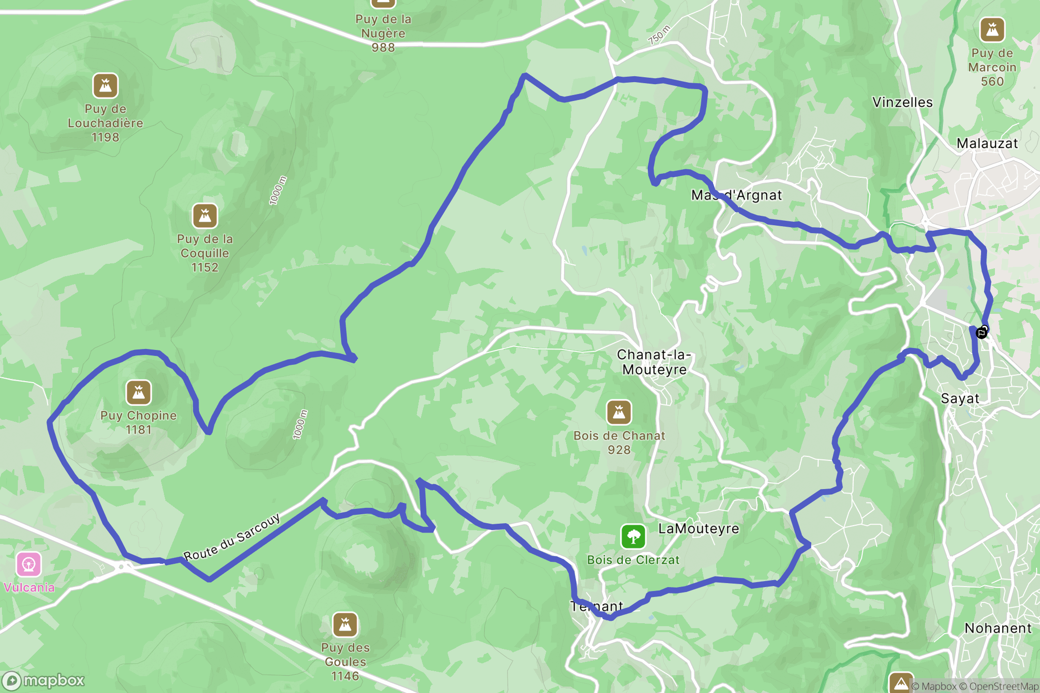 Sayat : carte du parcours de randonnée - France
