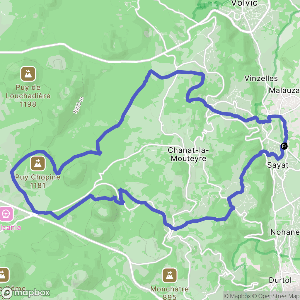Sayat : carte du parcours de randonnée - France