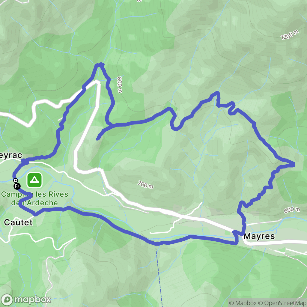 Mayres : carte du parcours de randonnée - France