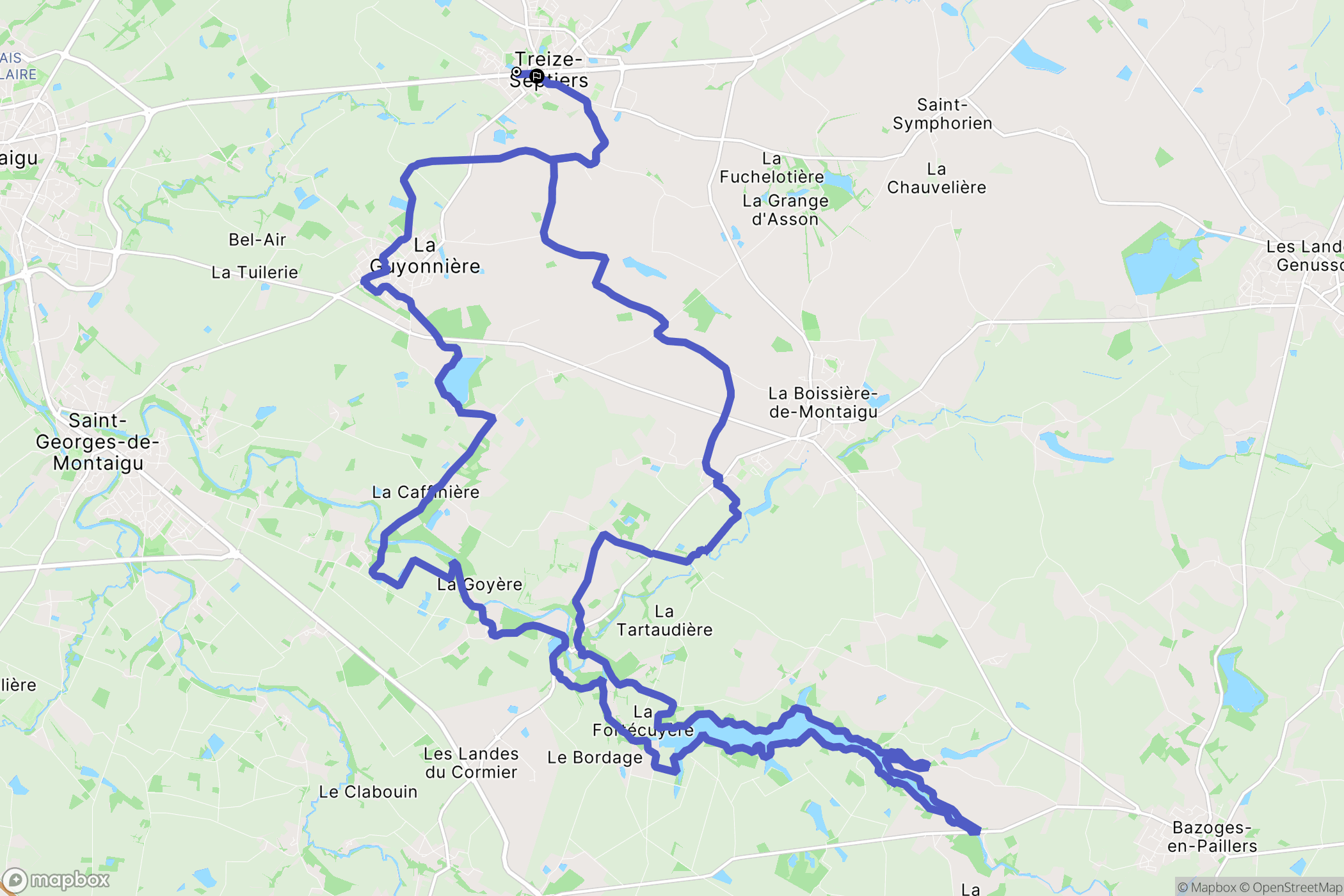 Treize-Septiers : carte du parcours de randonnée - France