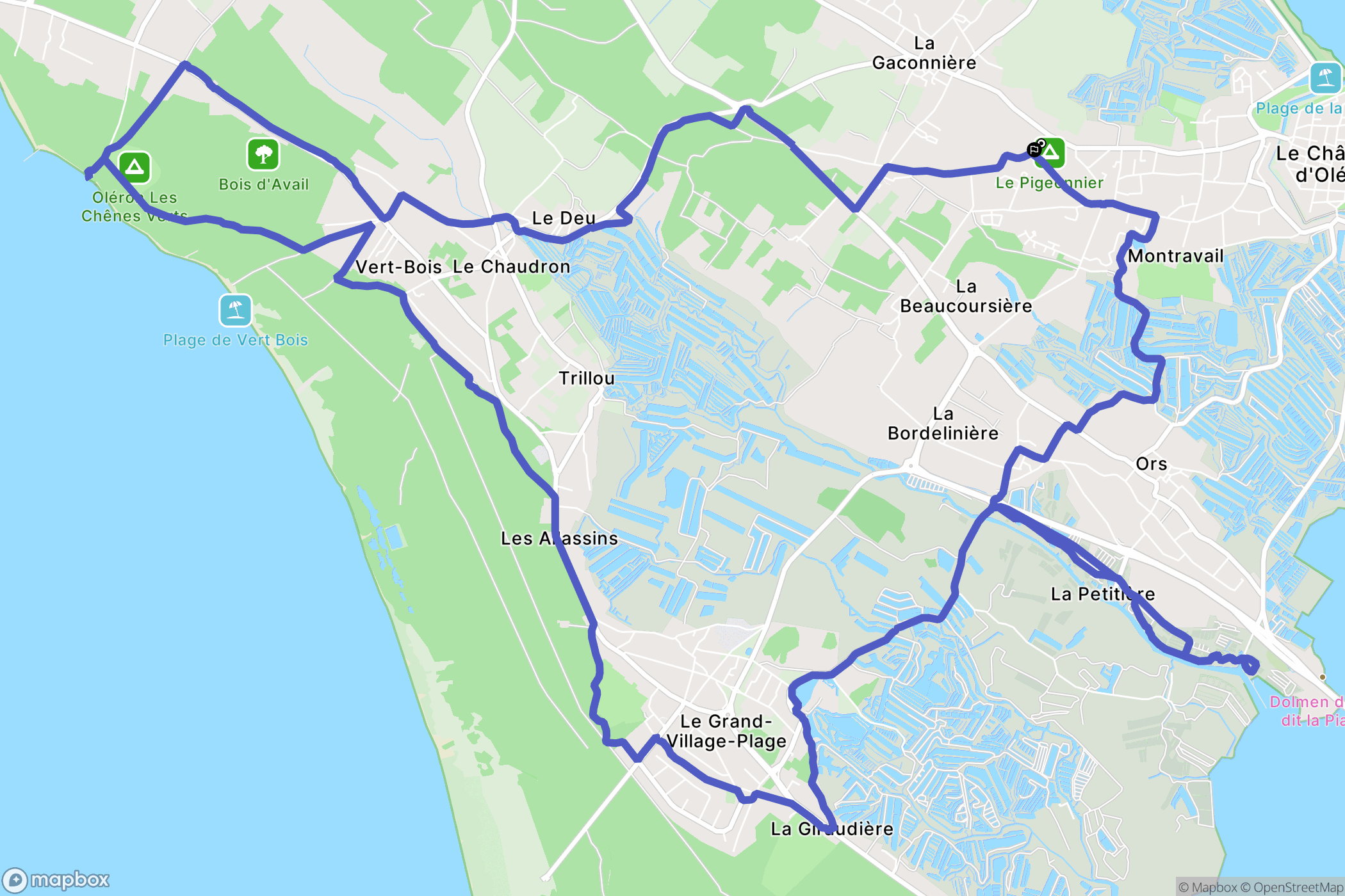 Le Château-d'Oléron : carte du parcours de randonnée - France
